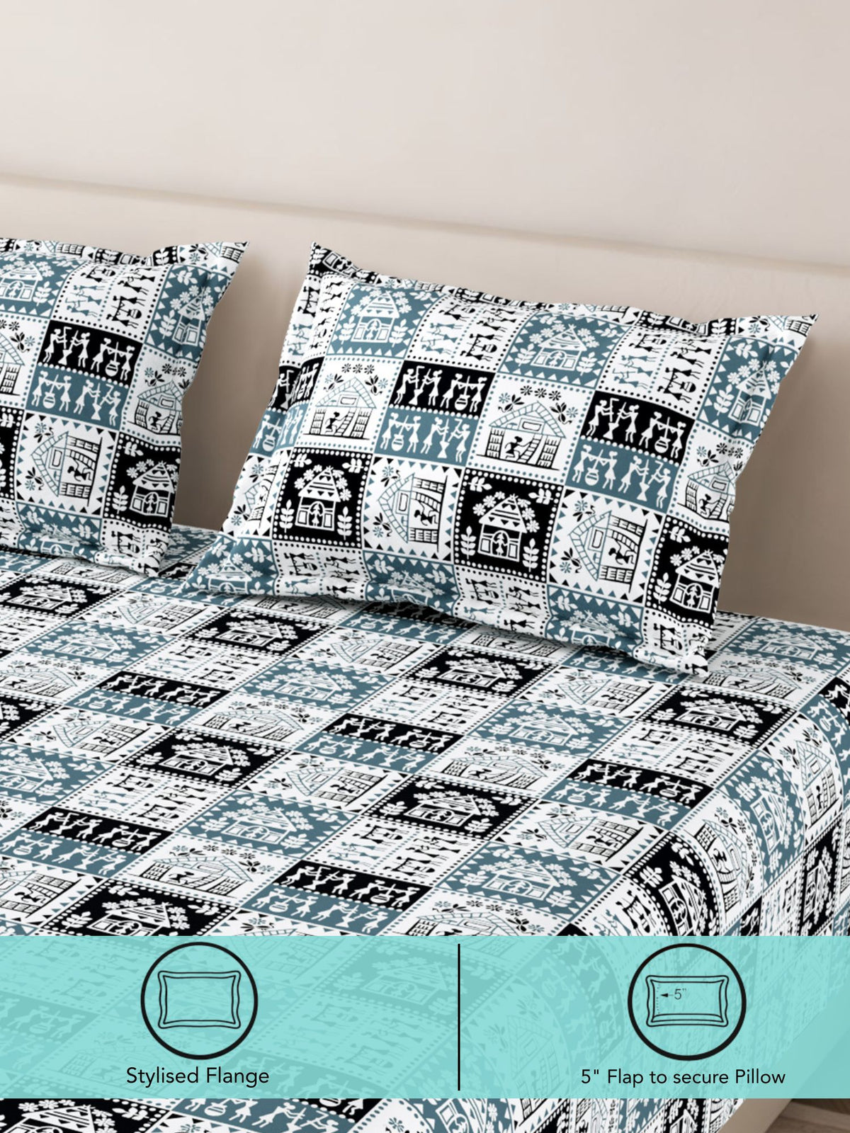 Lok Story 130 GSM Microfiber Ornamental Bedsheet with 2 Pillow Covers