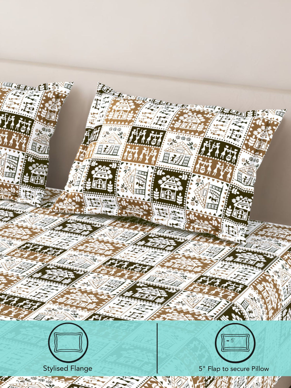 Lok Story 130 GSM Microfiber Ornamental Bedsheet with 2 Pillow Covers