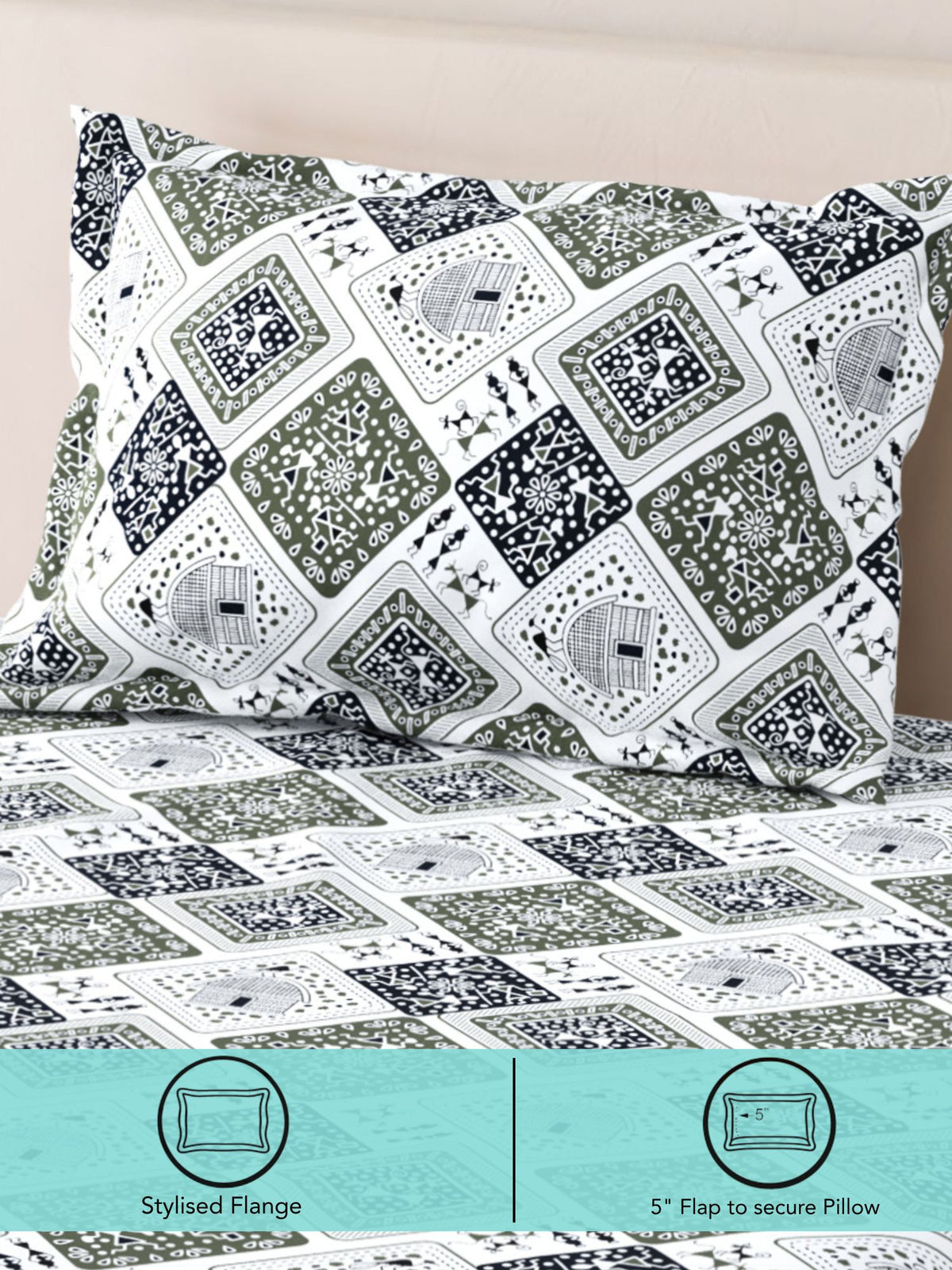 Lok Story 130 GSM Microfiber Ornamental Bedsheet with 2 Pillow Covers
