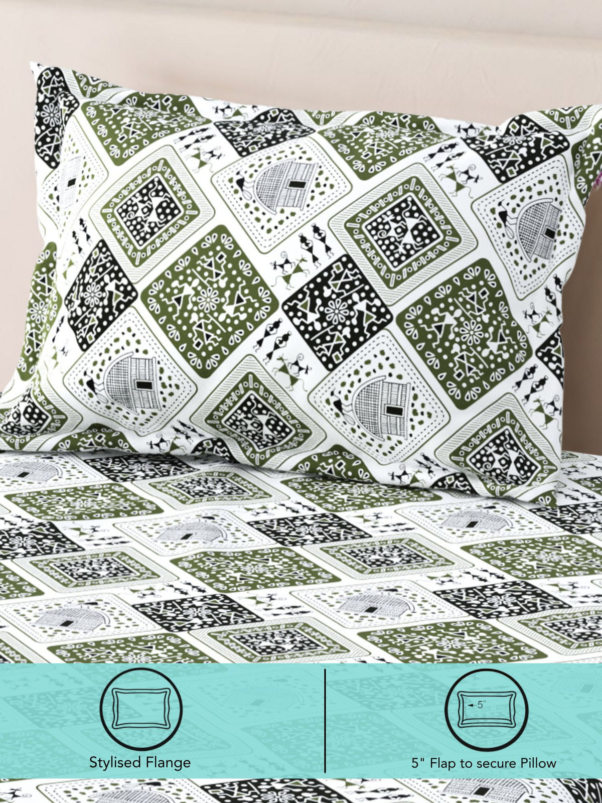 Lok Story 130 GSM Microfiber Ornamental Bedsheet with 2 Pillow Covers
