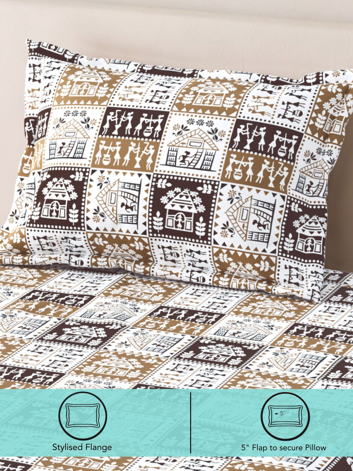 Lok Story 130 GSM Microfiber Ornamental Bedsheet with 2 Pillow Covers