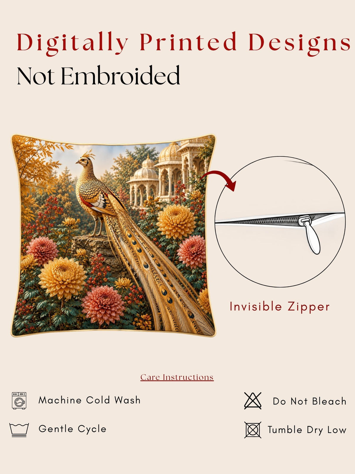 Botanical Garden Micropeach Pack of 5 Cushion Covers (40 x 40 cm )