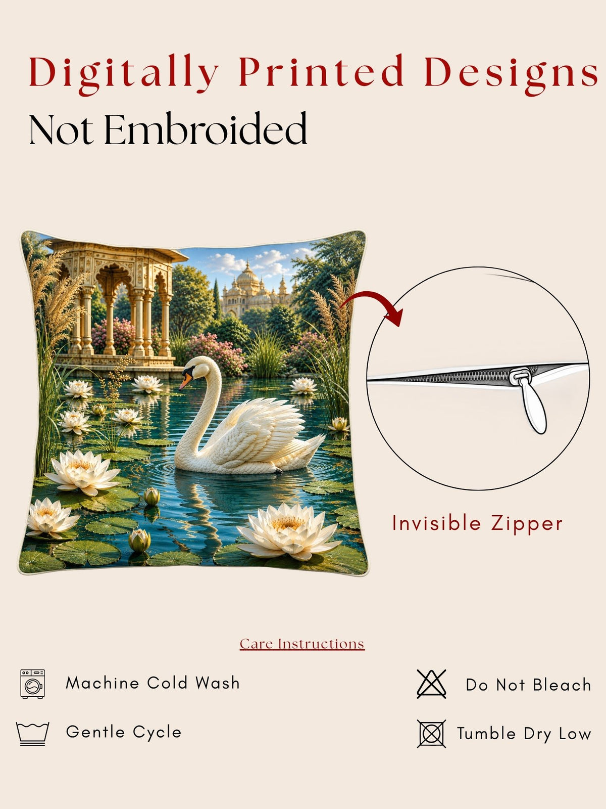 Botanical Garden Micropeach Pack of 5 Cushion Covers (40 x 40 cm )