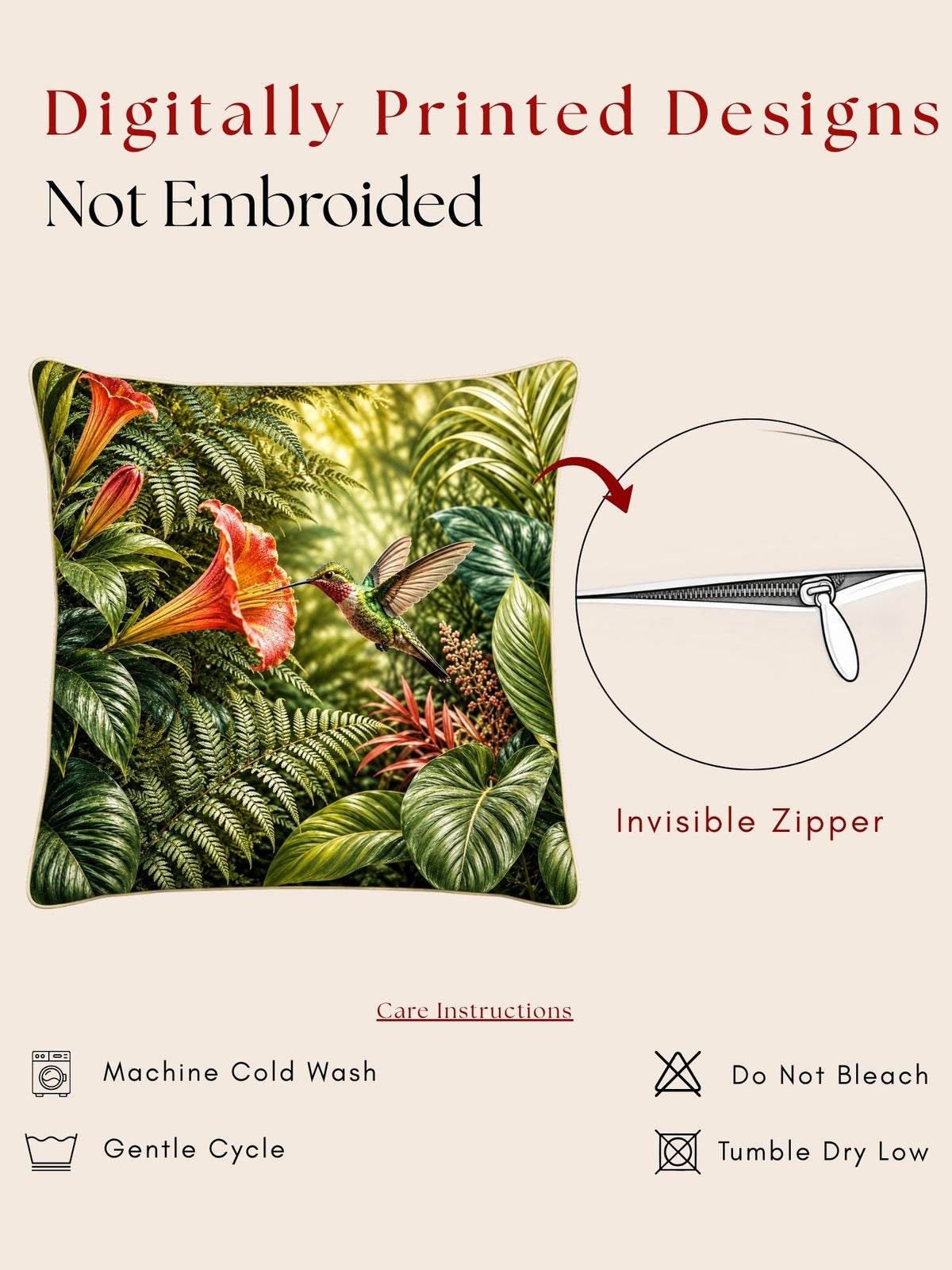 Botanical Garden Micropeach Pack of 5 Cushion Covers (40 x 40 cm )