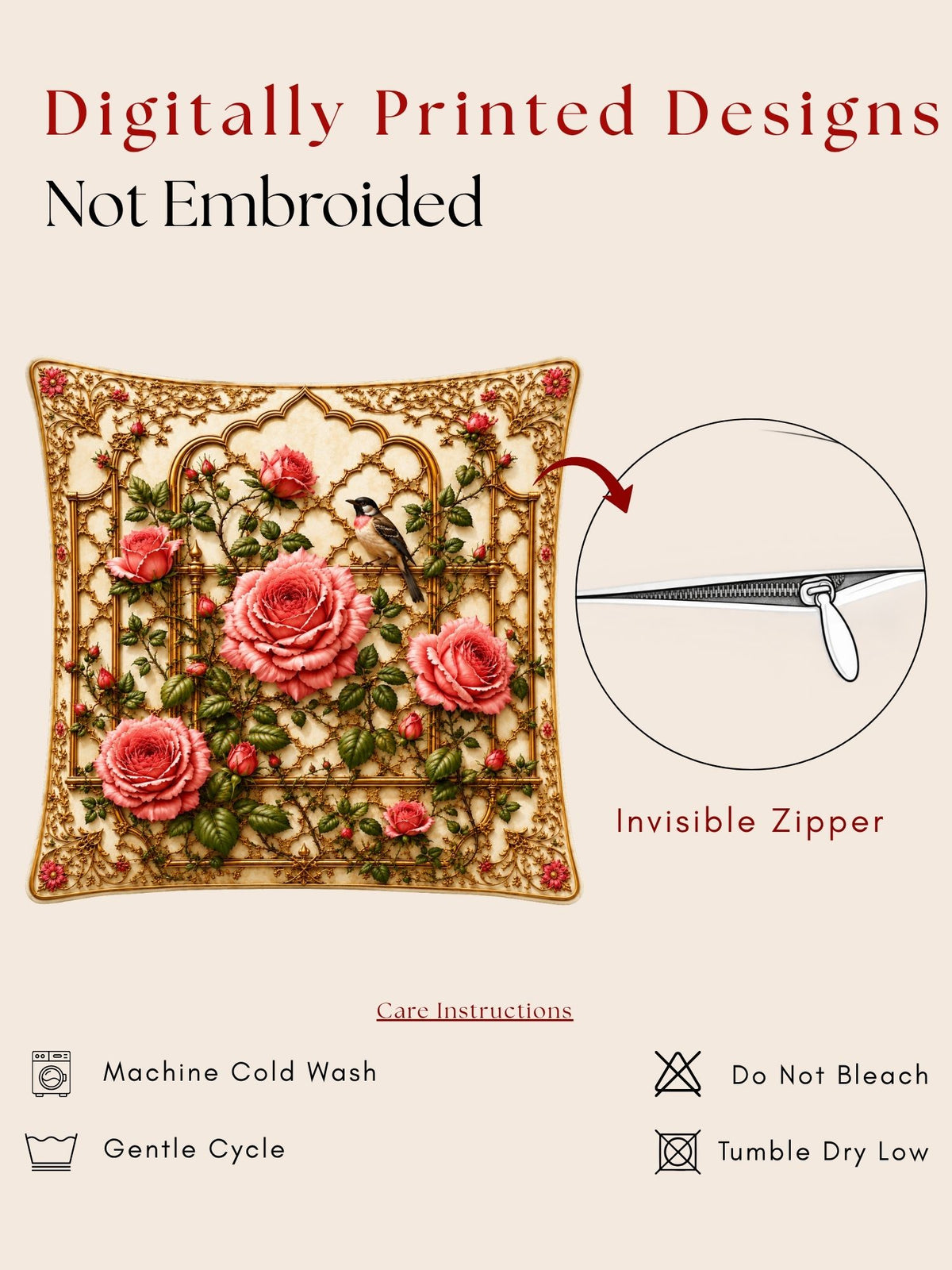 Botanical Garden Micropeach Pack of 5 Cushion Covers (40 x 40 cm )