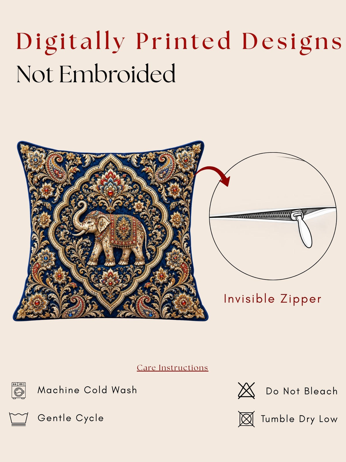 Bejeweled Micropeach Pack of 5 Cushion Covers (40 x 40 cm) - Navy