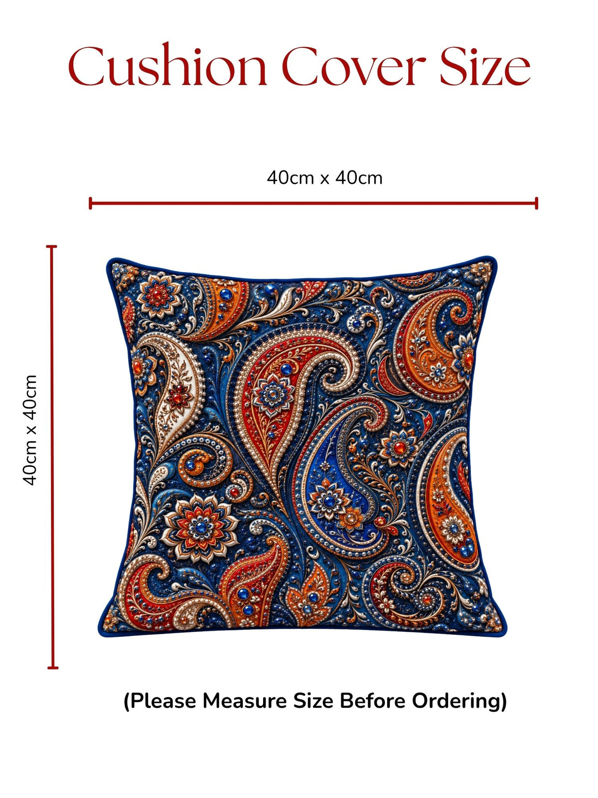 Bejeweled Micropeach Pack of 5 Cushion Covers (40 x 40 cm) - Navy