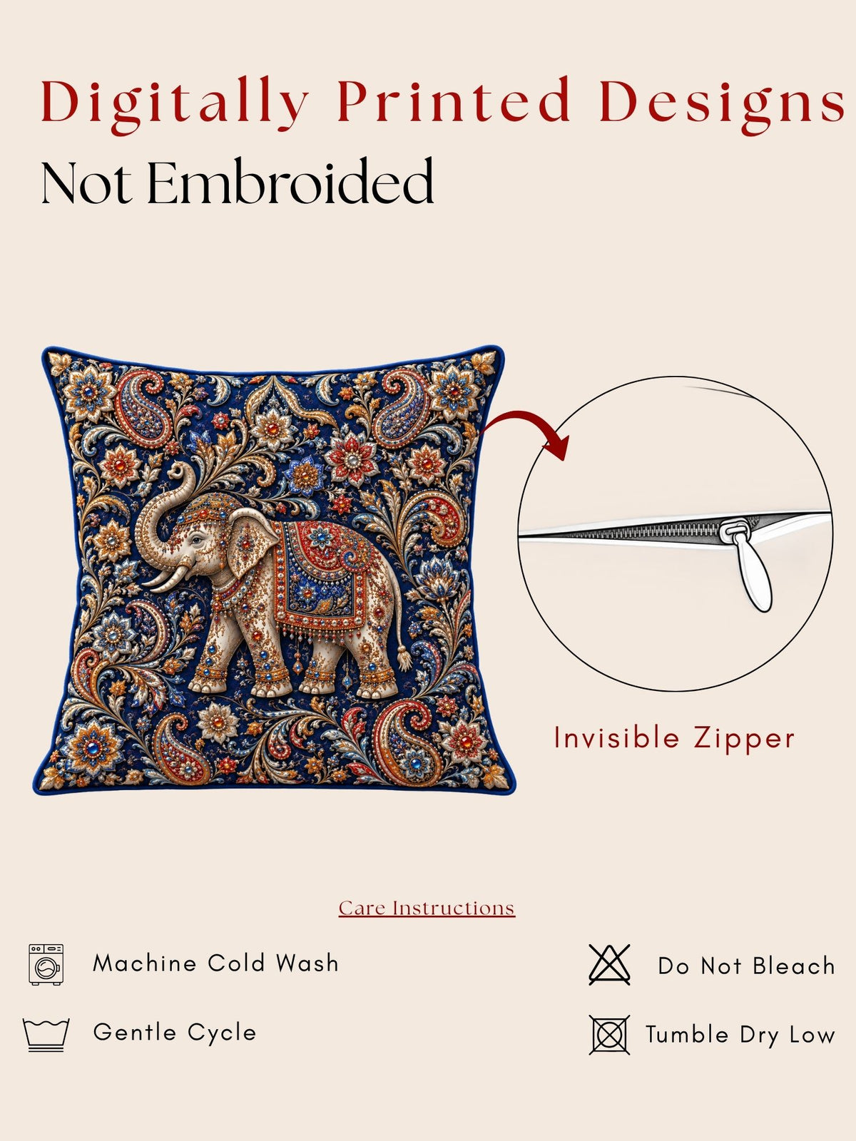 Bejeweled Micropeach Pack of 5 Cushion Covers (40 x 40 cm) - Navy