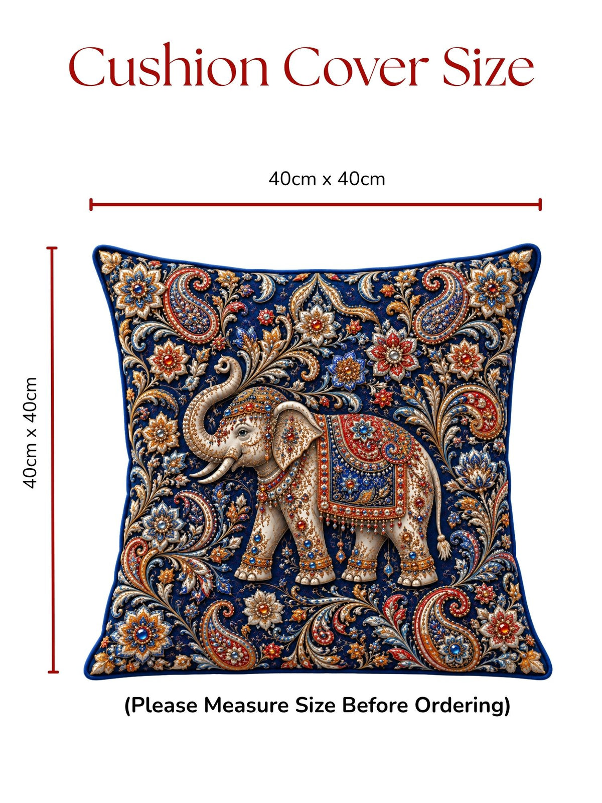 Bejeweled Micropeach Pack of 5 Cushion Covers (40 x 40 cm) - Navy