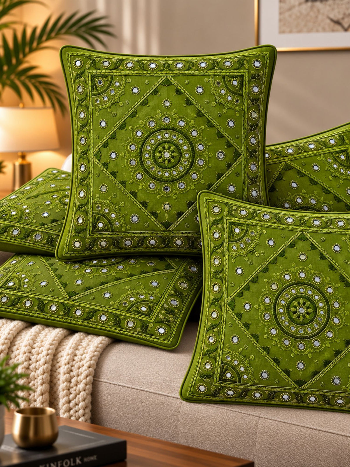 Mirror Tales Micropeach Pack of 5 Cushion Covers (40 x 40 cm )