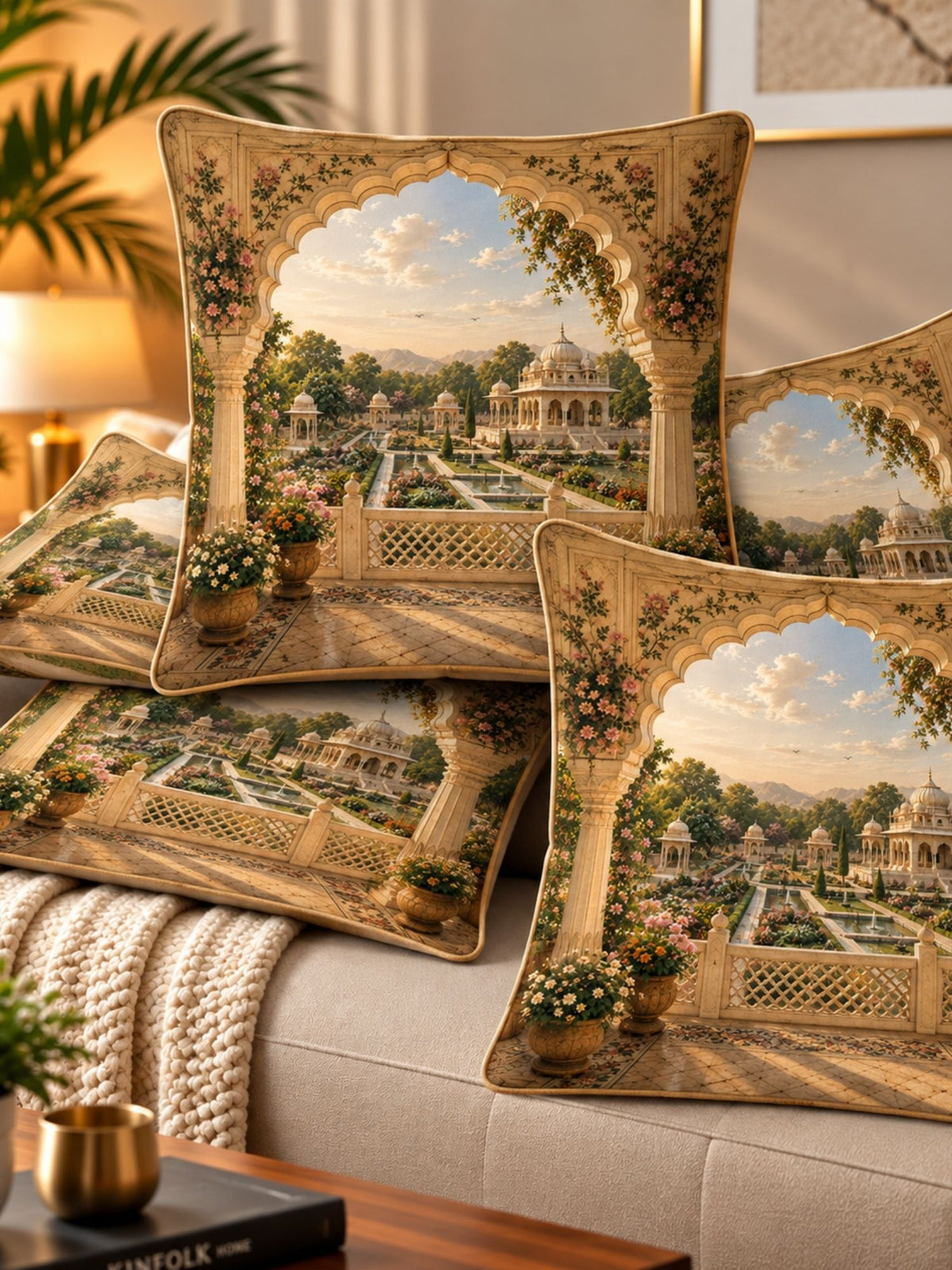 Palace Garden Micropeach Pack of 5 Cushion Covers (40 x 40 cm )