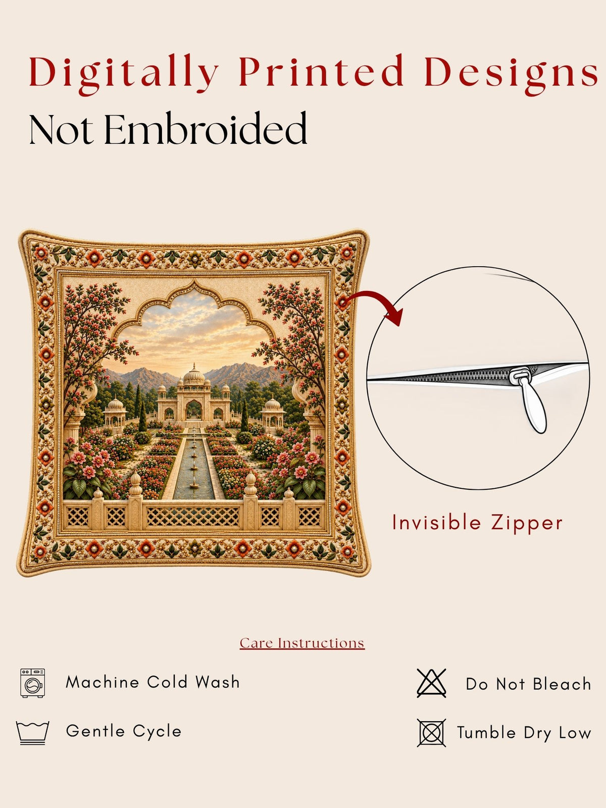 Palace Garden Micropeach Pack of 5 Cushion Covers (40 x 40 cm )