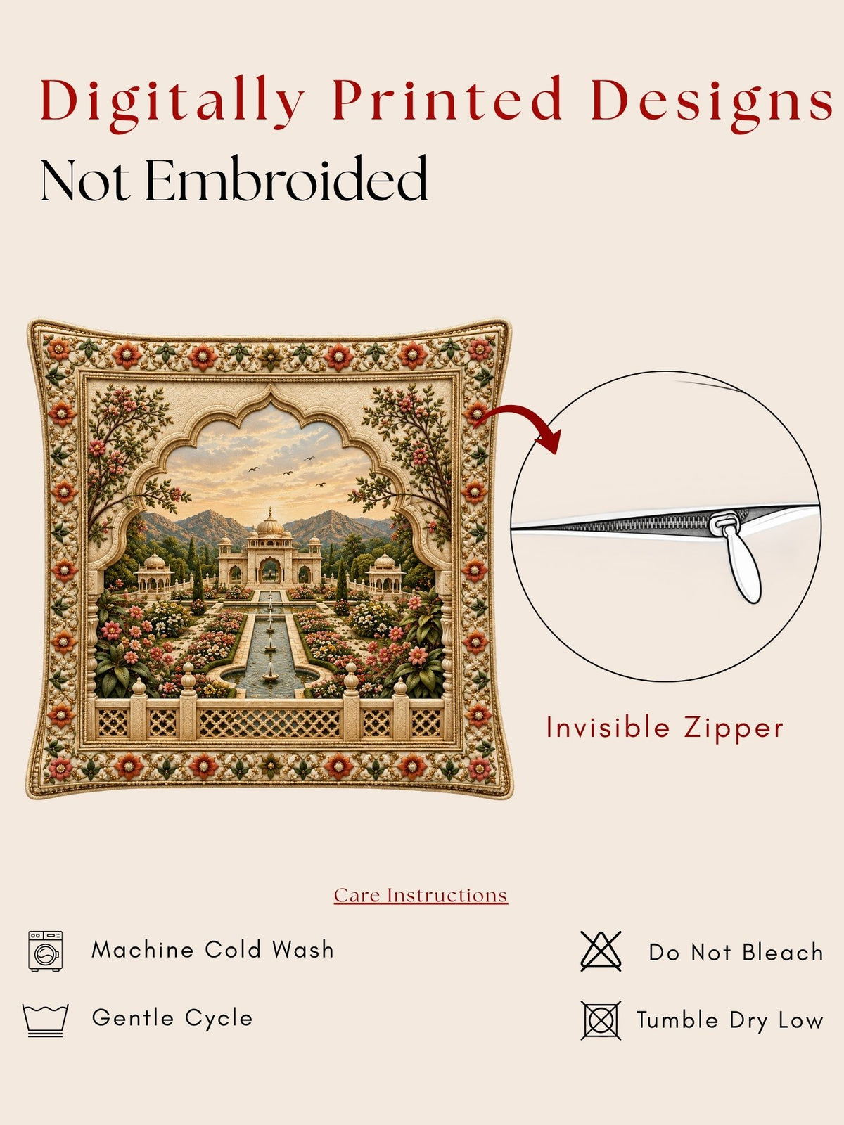 Palace Garden Micropeach Pack of 5 Cushion Covers (40 x 40 cm )