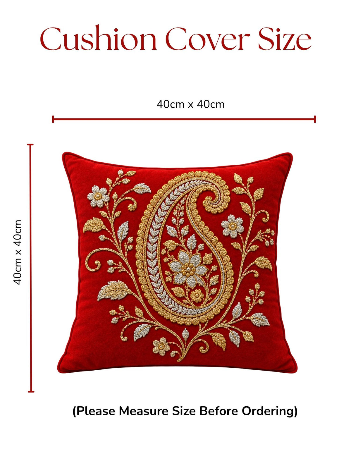 Regal Textures Micropeach Ethnic Motif Print Pack of 5 Cushion Covers (40 x 40 cm) - Red