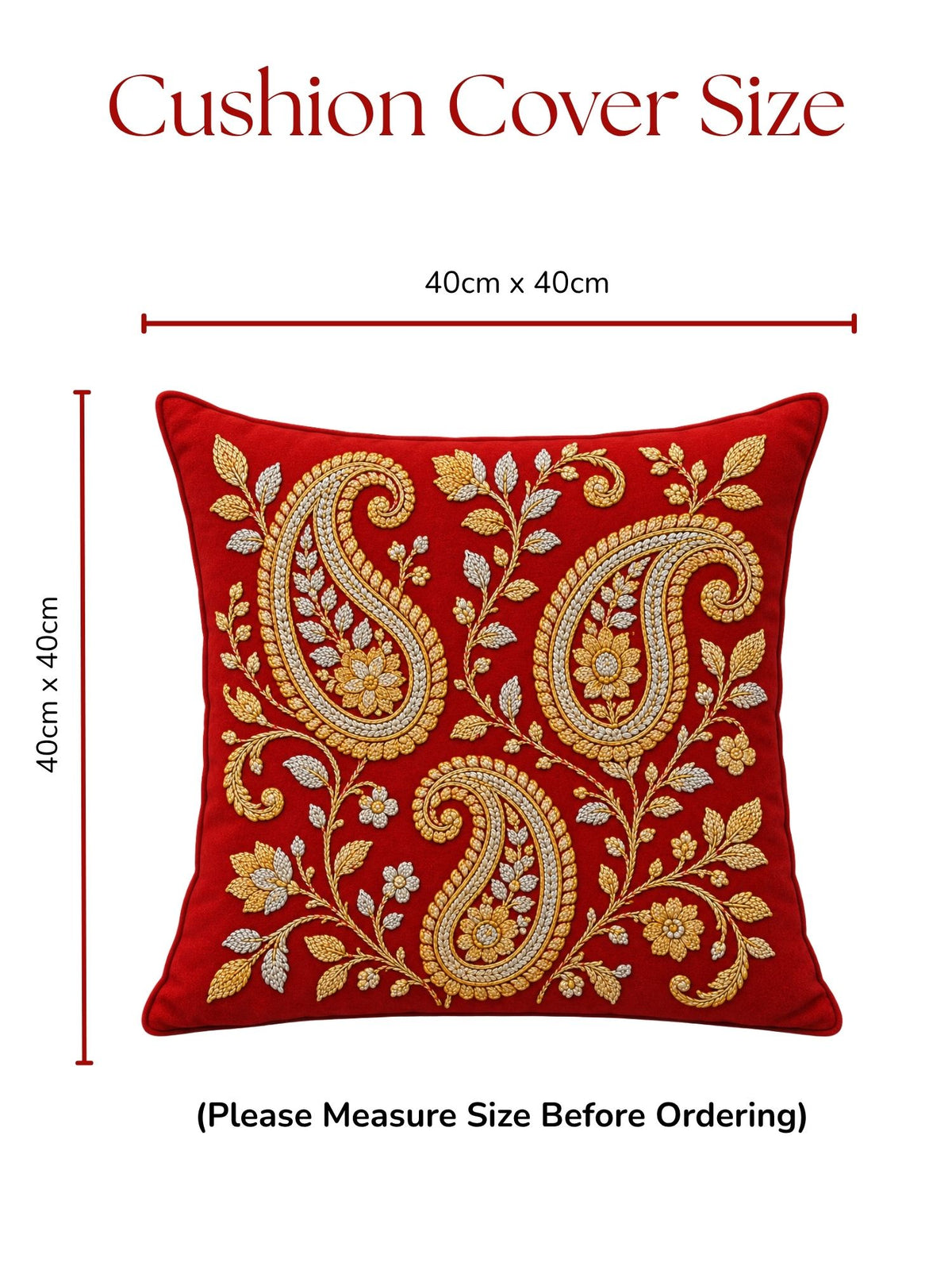Regal Textures Micropeach Ethnic Motif Print Pack of 5 Cushion Covers (40 x 40 cm) - Red