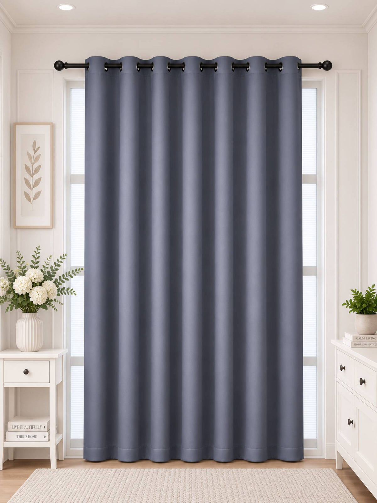 Rose 280 GSM Polyester Solid 90% Blackout Eyelet Curtain