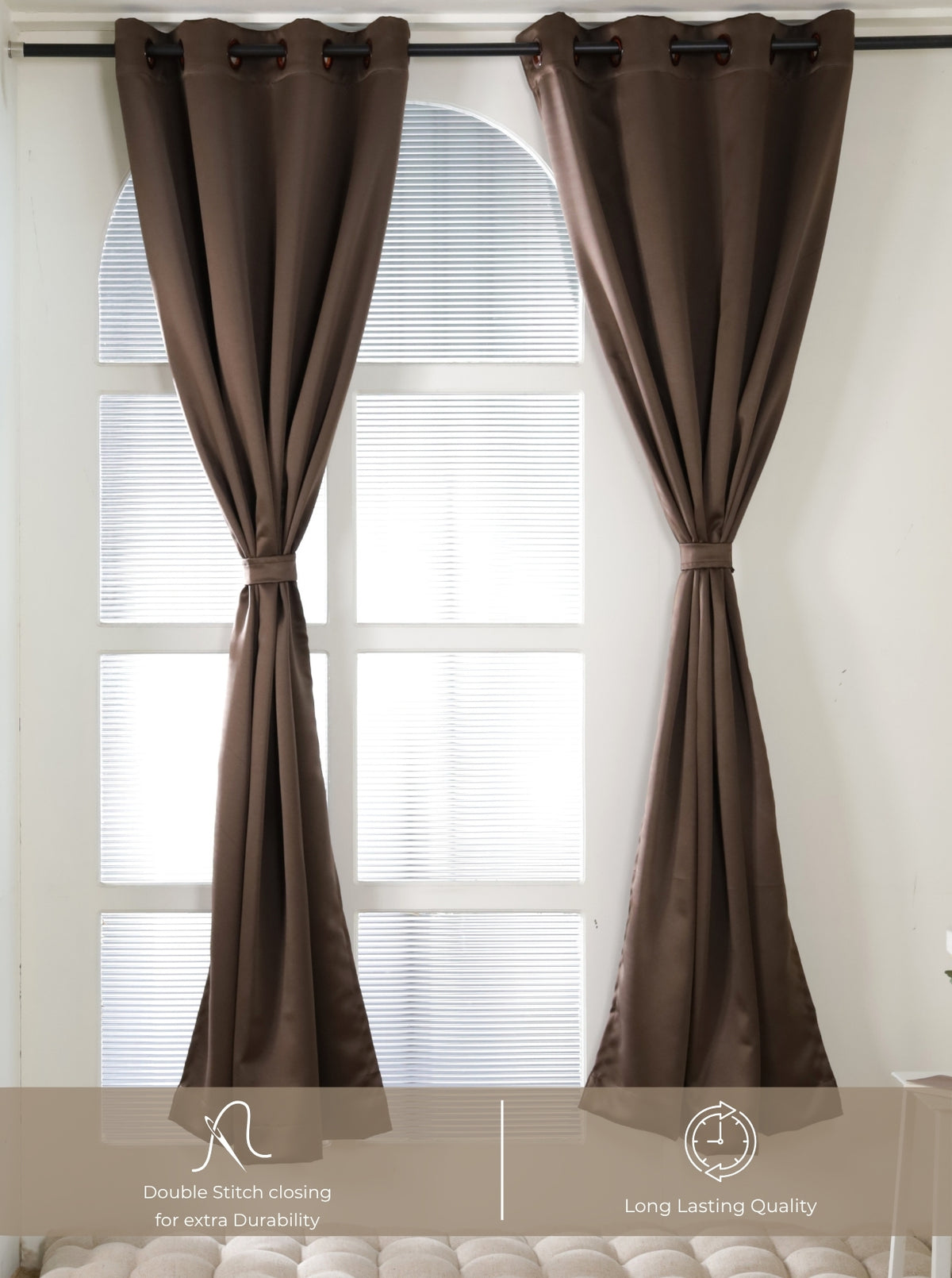 Rose 280 GSM Polyester Solid 90% Blackout Eyelet Curtain