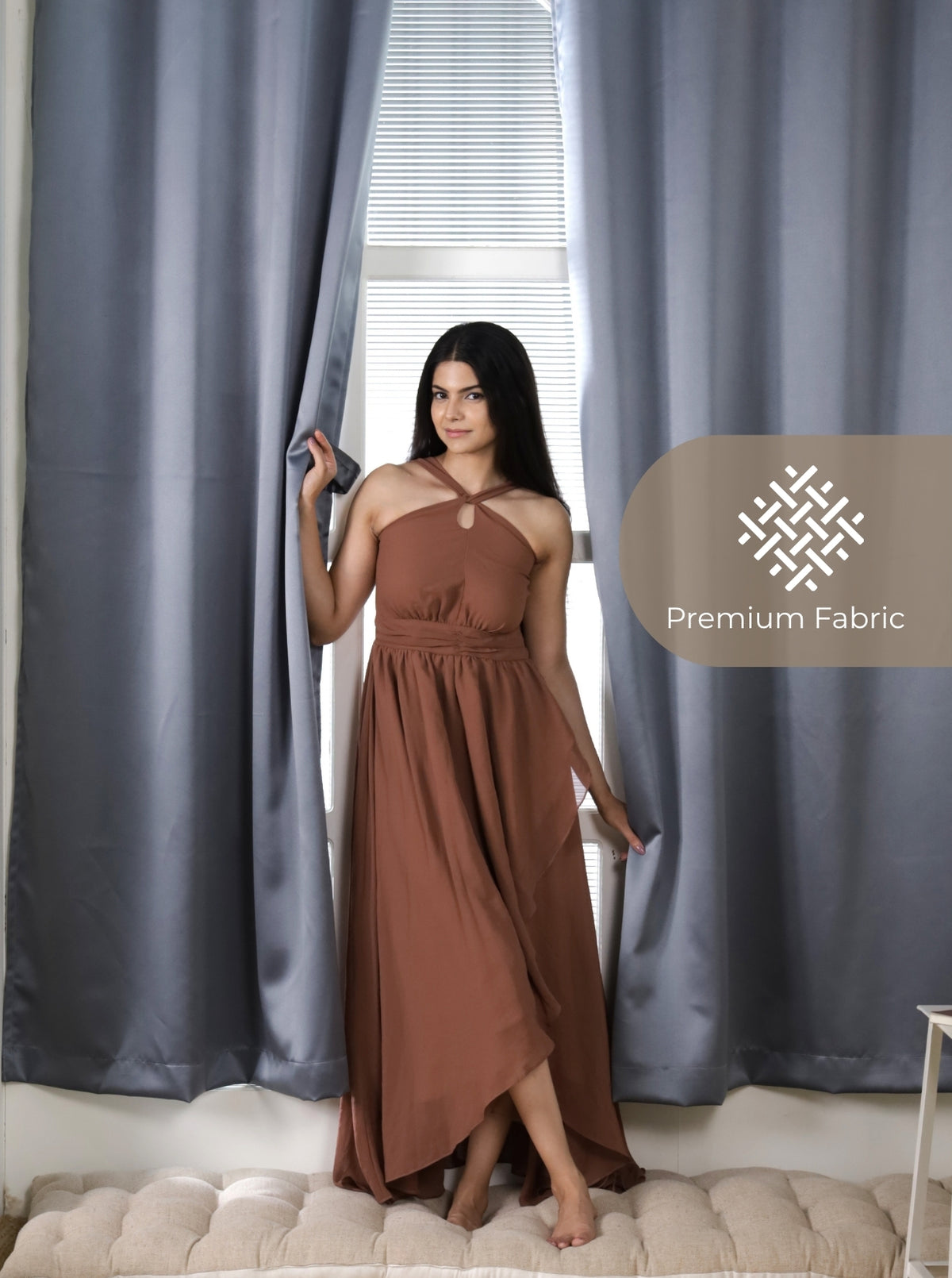 Rose 280 GSM Polyester Solid 90% Blackout Eyelet Curtain