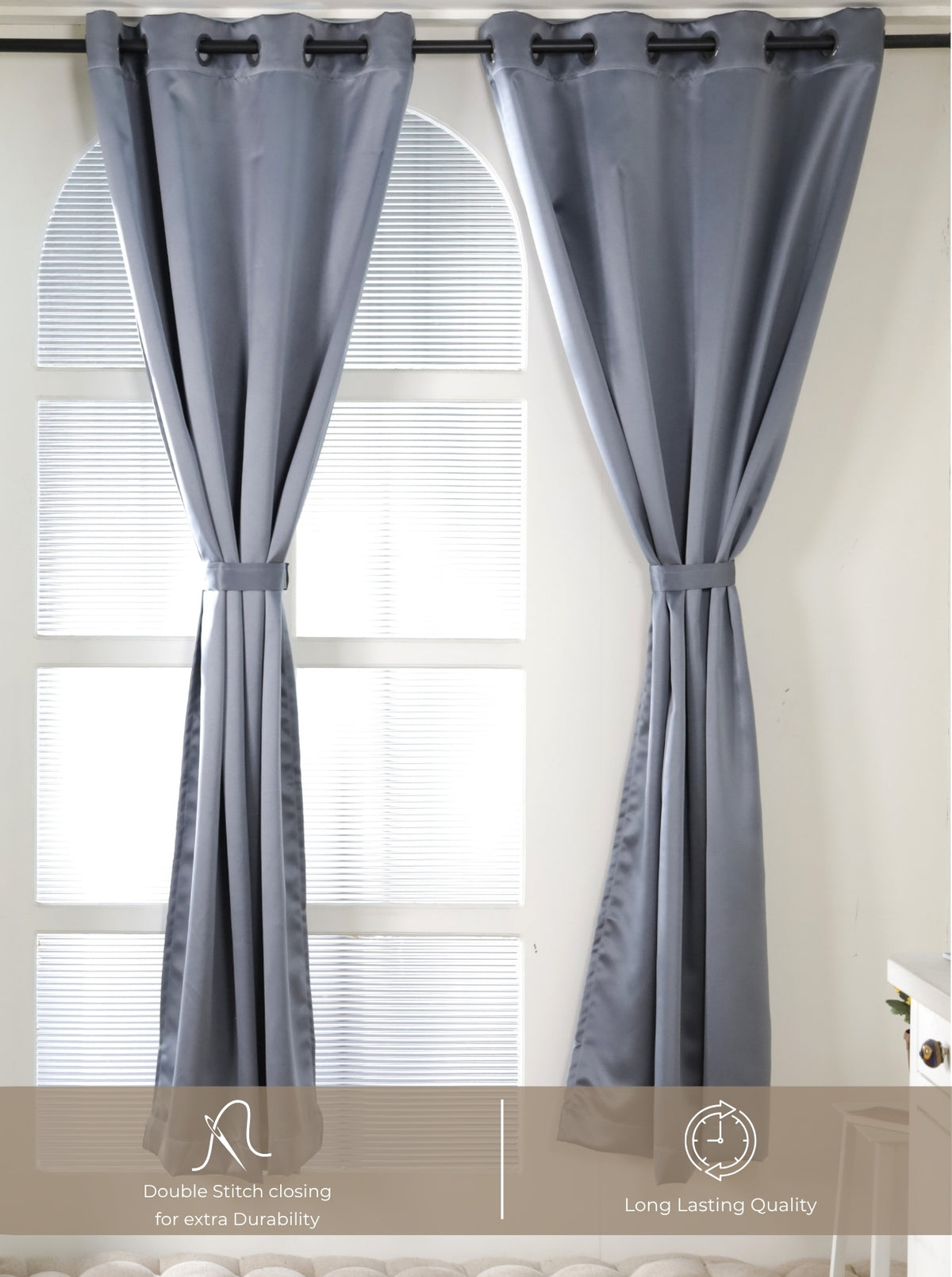 Rose 280 GSM Polyester Solid 90% Blackout Eyelet Curtain