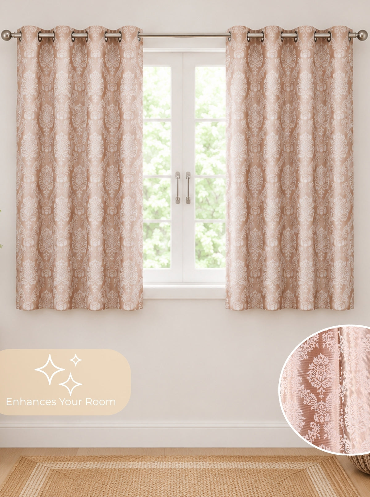 Daisy 200 GSM Polyester Knitted 60% Light Filtering Window Curtain