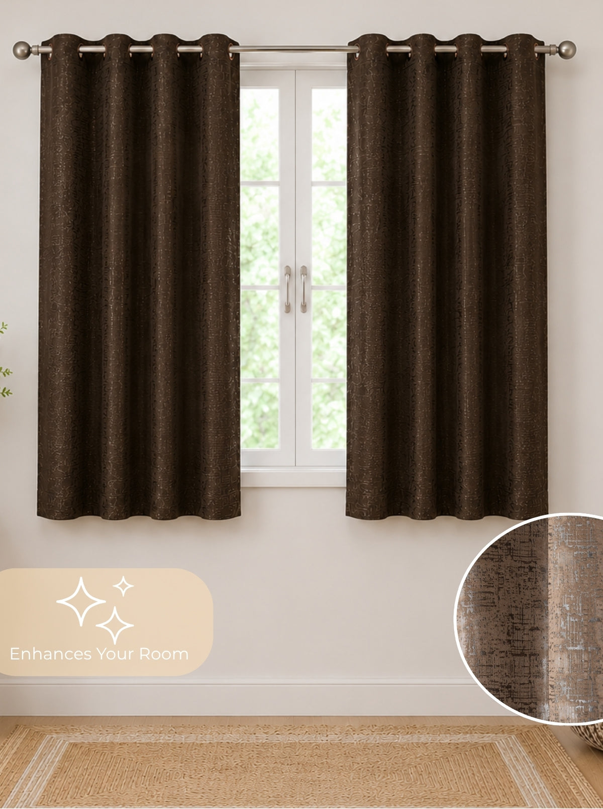 Lily 280 GSM Polyester Geometric Print 90% Blackout Window Curtain