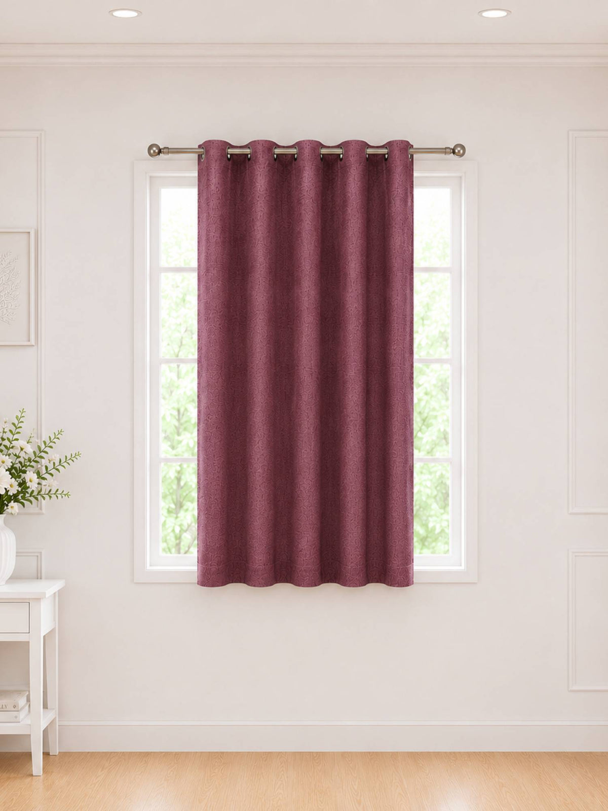 Lily 280 GSM Polyester Geometric Print 90% Blackout Window Curtain