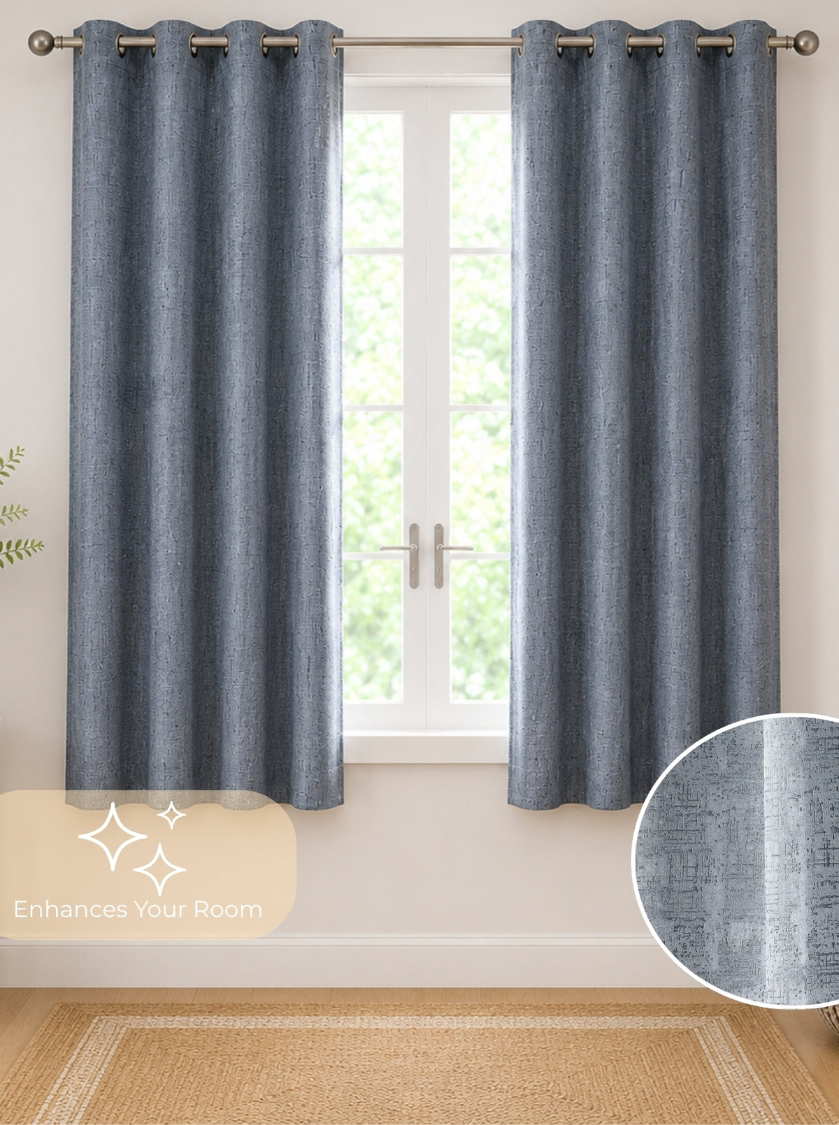 Lily 280 GSM Polyester Geometric Print 90% Blackout Window Curtain