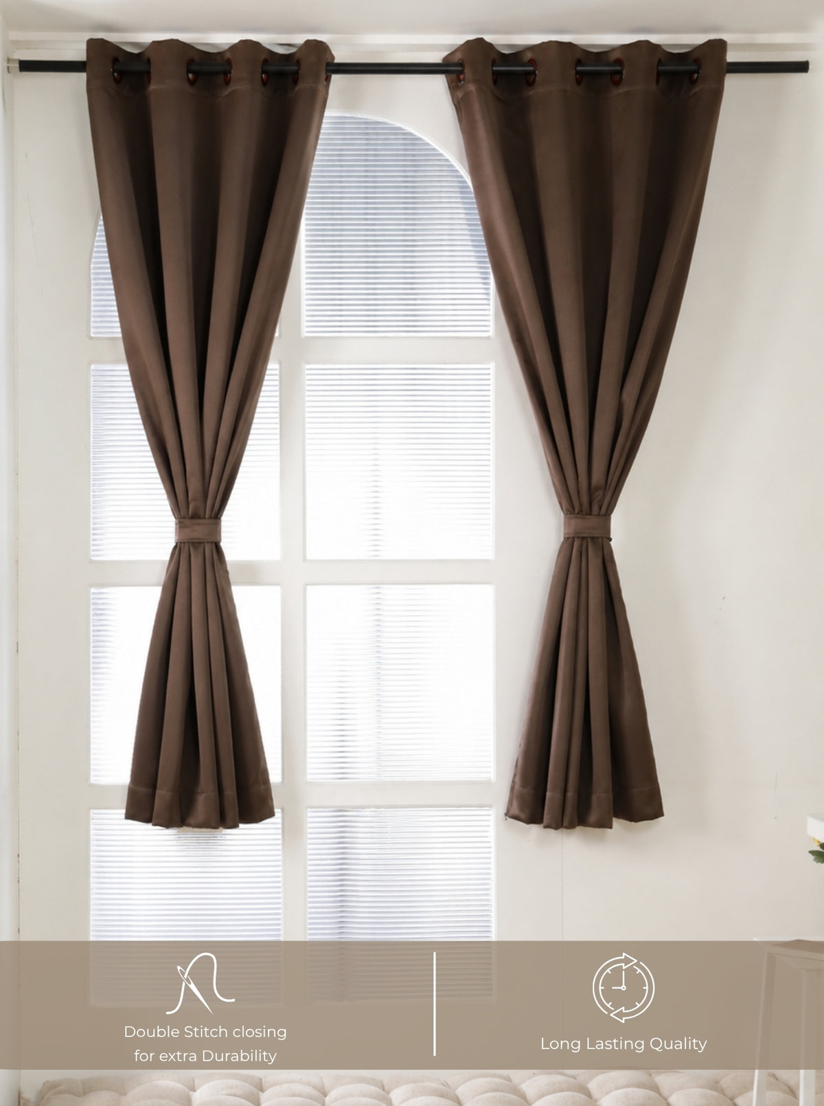 Rose 280 GSM Polyester Solid 90% Blackout Eyelet Curtain