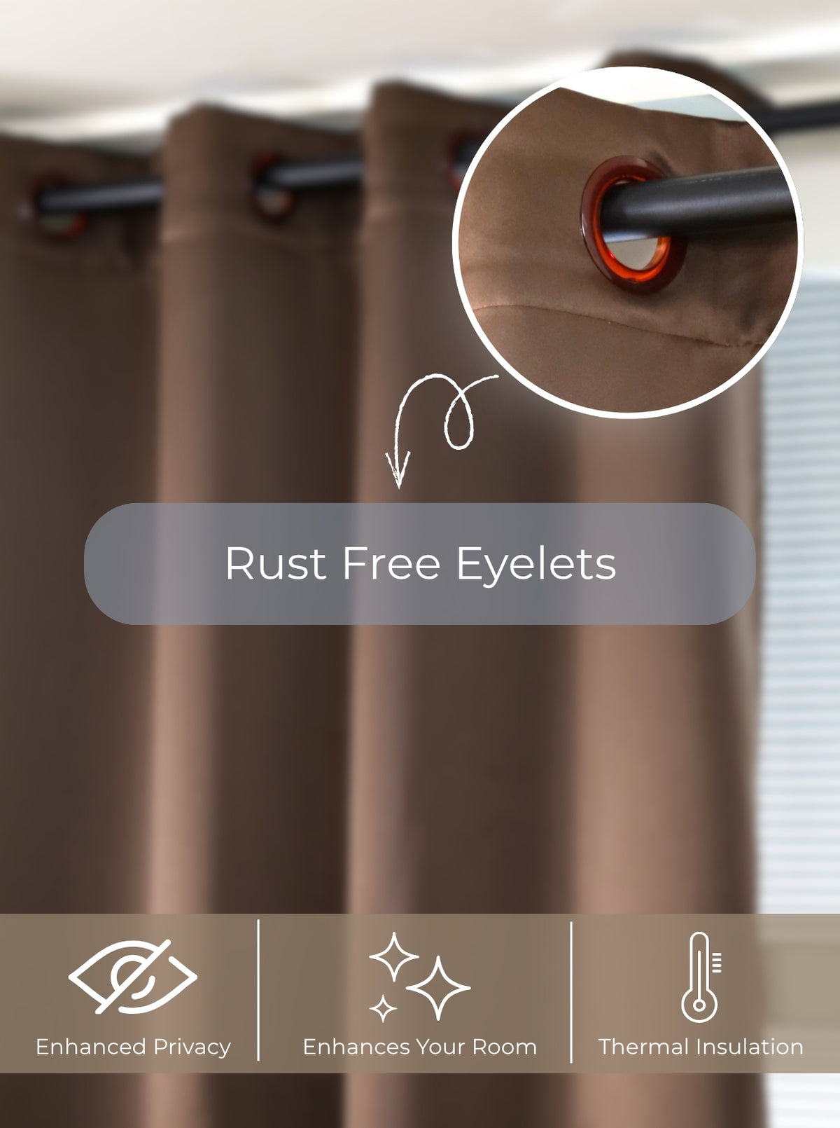 Rose 280 GSM Polyester Solid 90% Blackout Eyelet Curtain