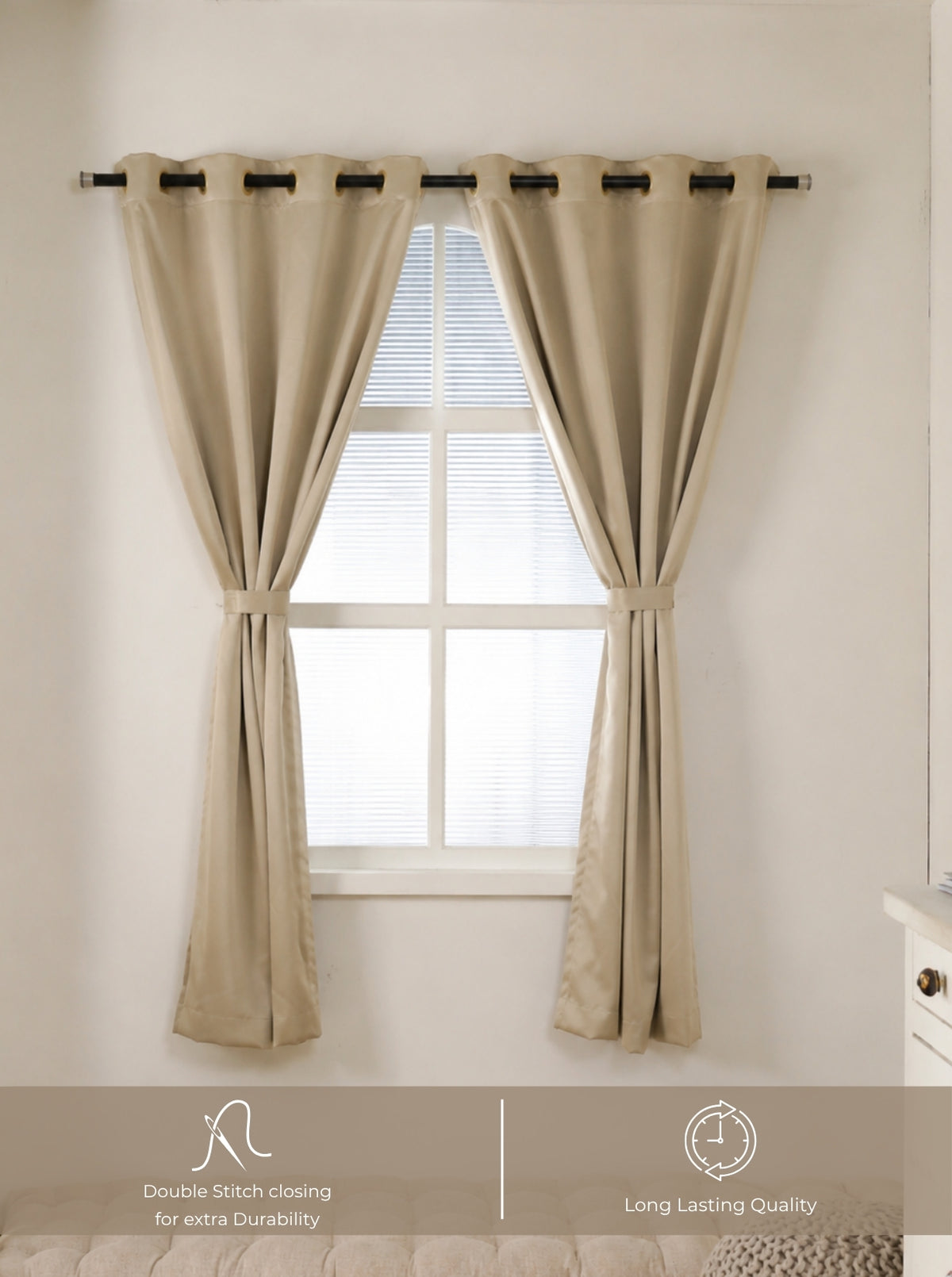 Rose 280 GSM Polyester Solid 90% Blackout Eyelet Curtain