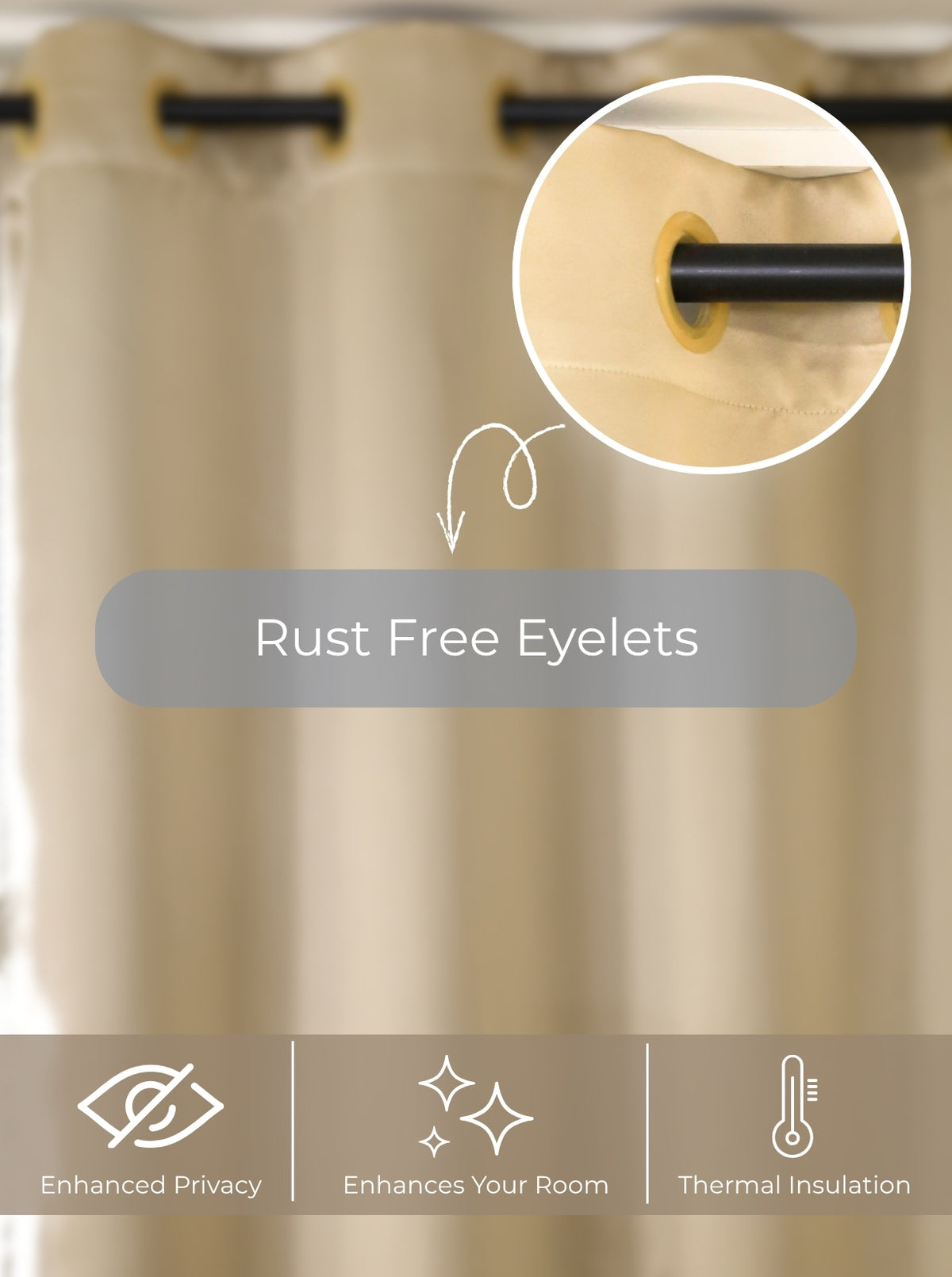 Rose 280 GSM Polyester Solid 90% Blackout Eyelet Curtain