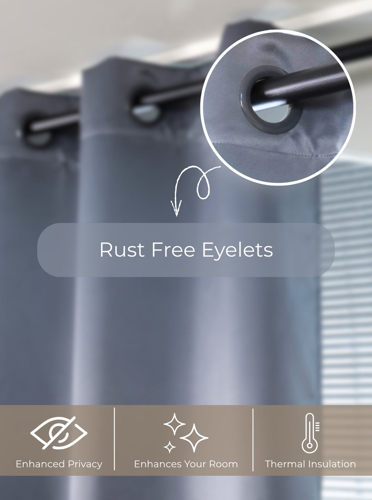 Rose 280 GSM Polyester Solid 90% Blackout Eyelet Curtain