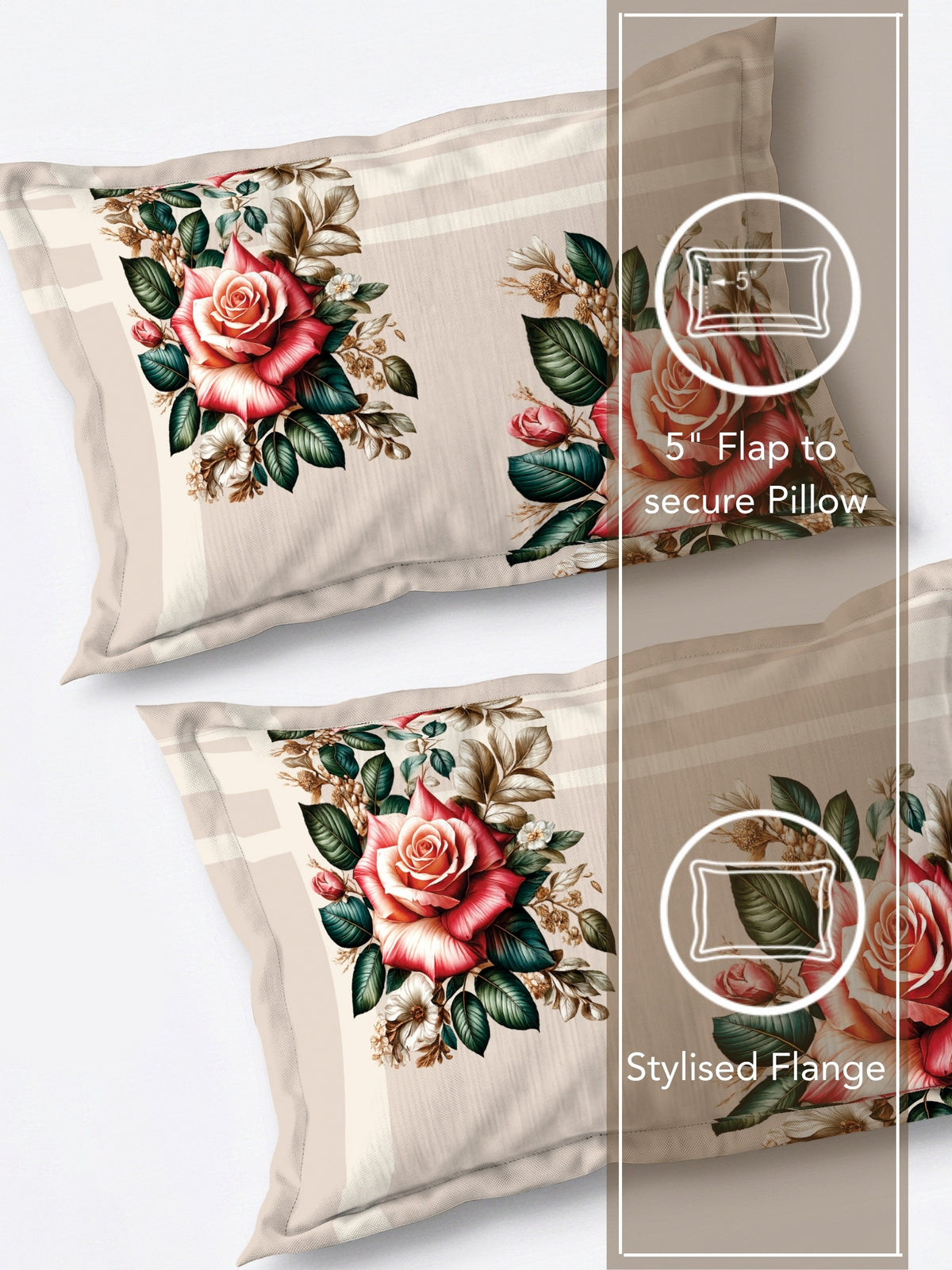 Homeful Style Living Canvas Floral Print 160 TC Bedsheet with 2 Pillow Covers