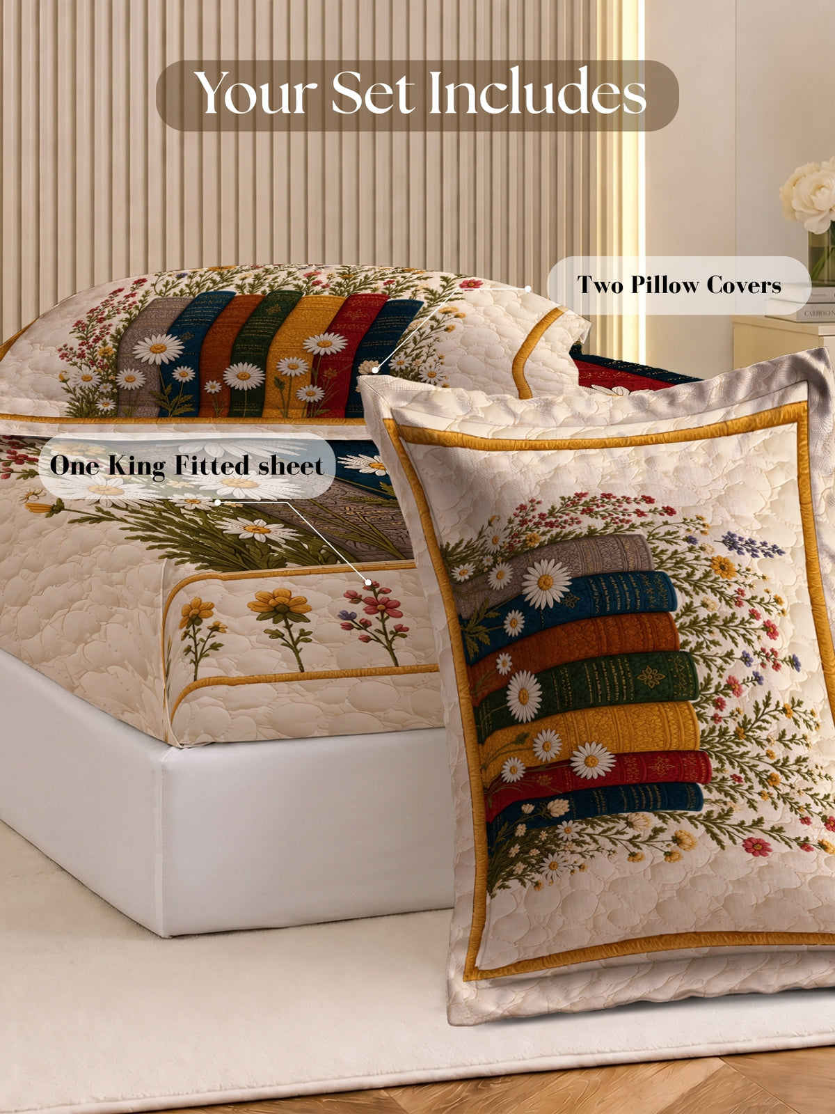 Homeful Style Living Canvas Geometric Print 160 TC Bedsheet with 2 Pillow Covers