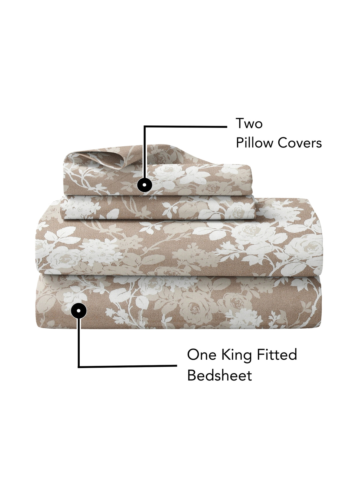 Lotus 100% Cotton 120 TC King Size Fitted Bedsheet with 2 Pillow Covers