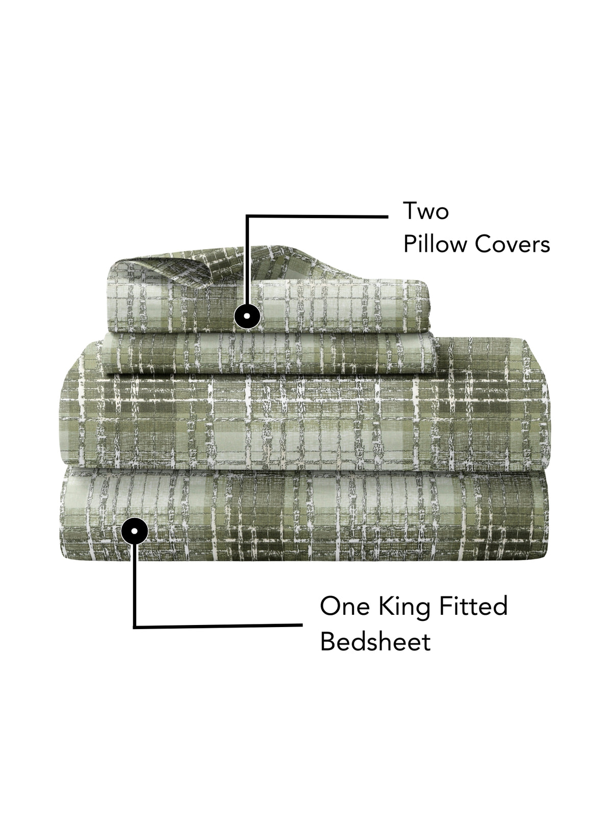 Lotus 100% Cotton 120 TC King Size Fitted Bedsheet with 2 Pillow Covers
