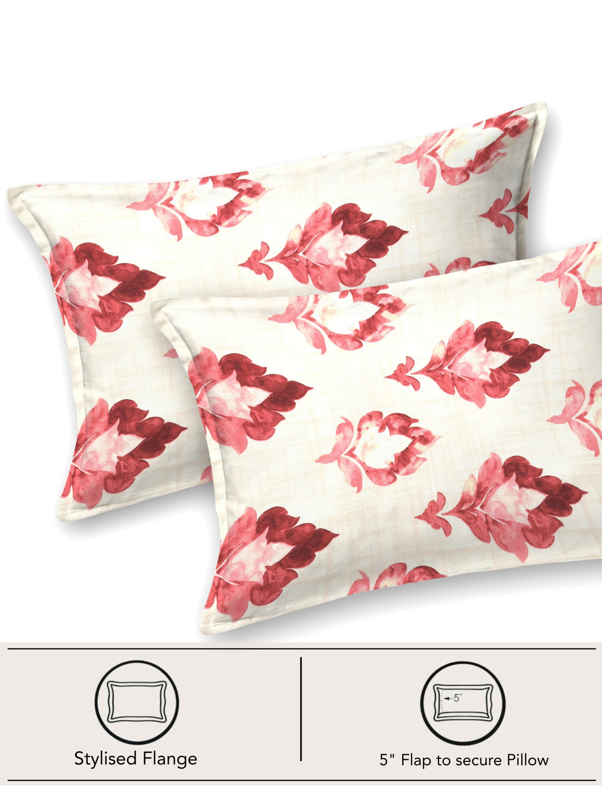Lotus 100% Cotton 120 TC King Size Fitted Bedsheet with 2 Pillow Covers