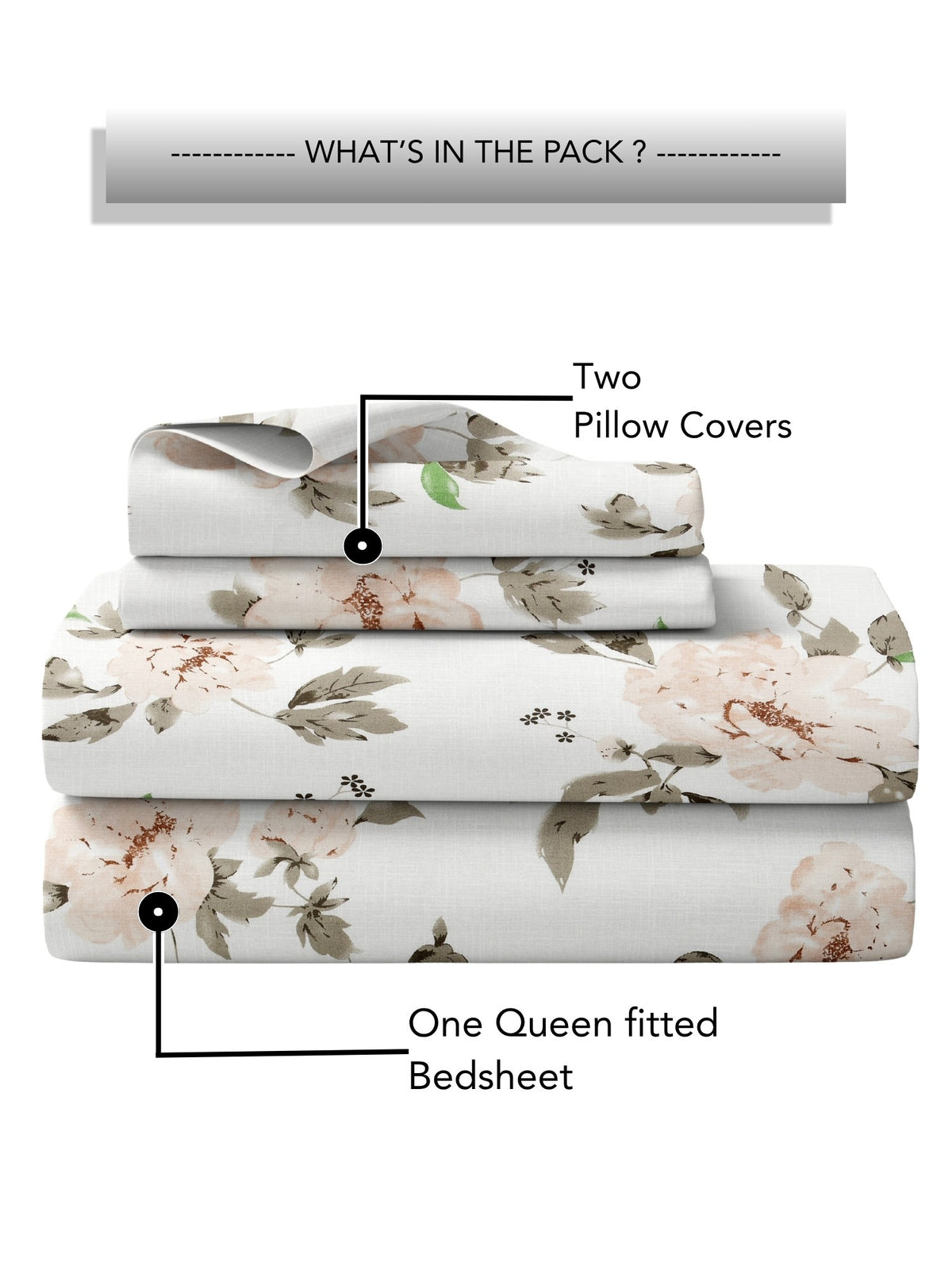 Lily 180 TC 100% Cotton Flora Bedsheet with 2 Pillow Covers – Brown