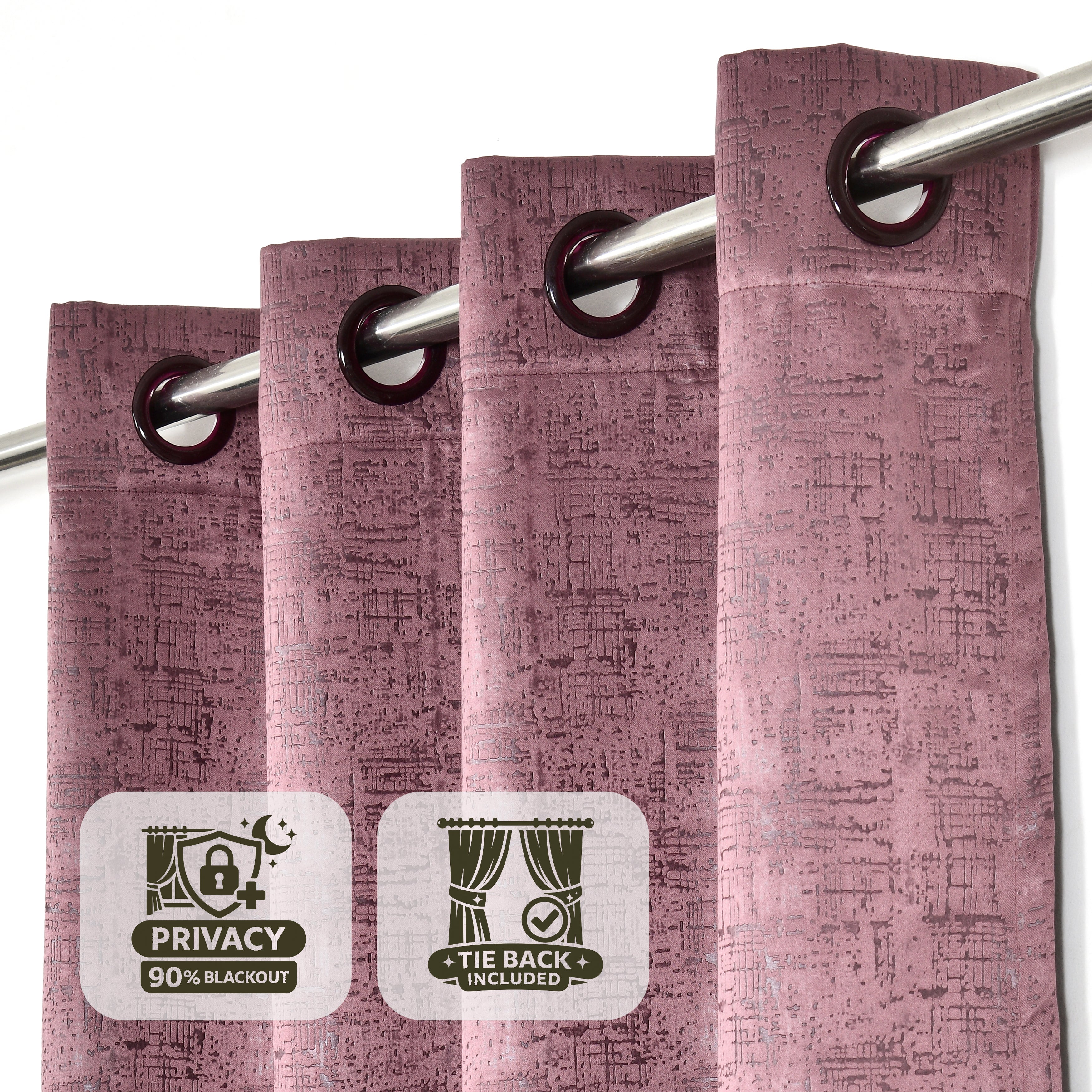 Lily Door XL Curtains 90% Blackout 280 GSM Embossed Textured Falsa