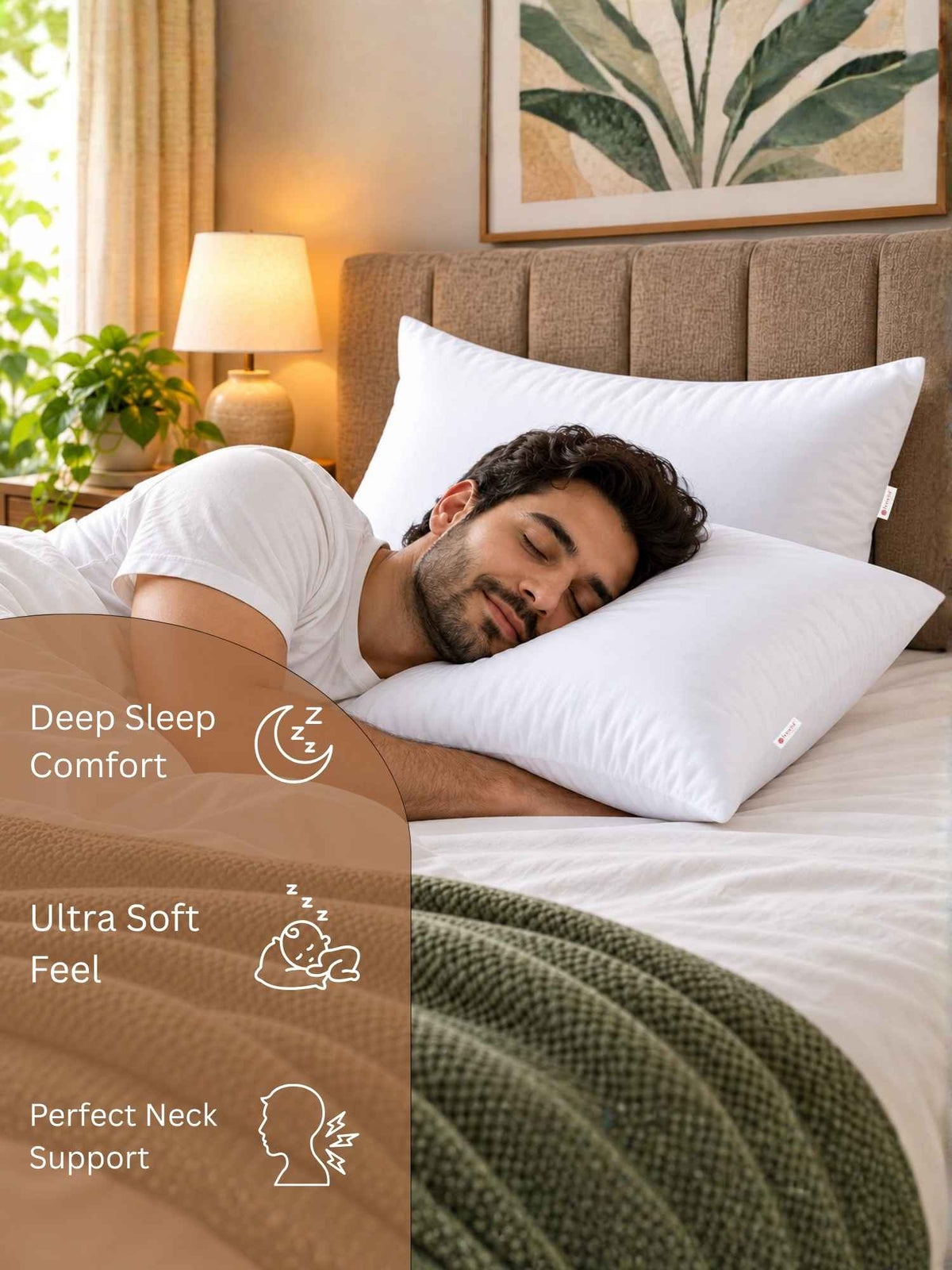 Jasmine Pillows ( Set of 2 ) Poly Shell with Fiber Filling - White Small