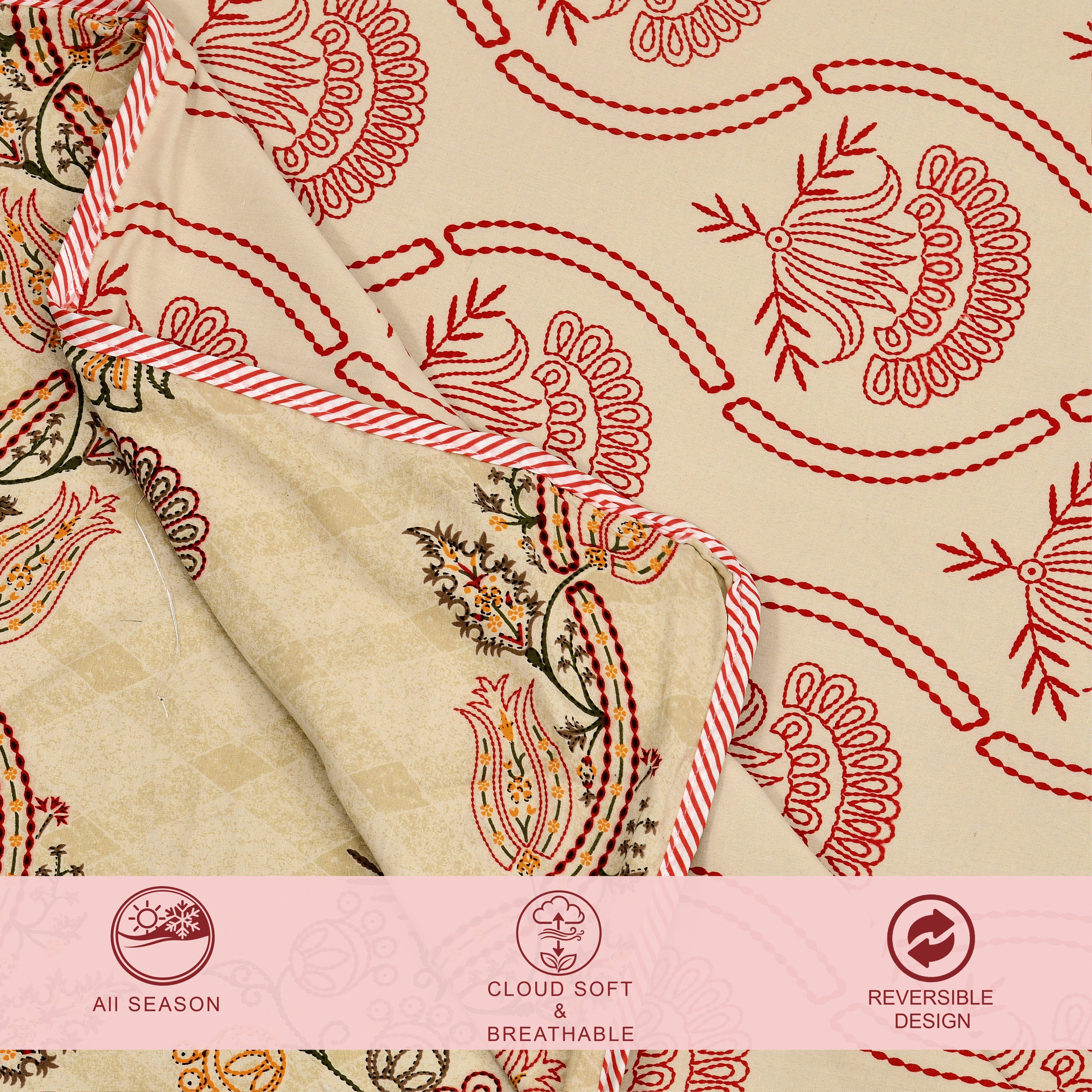 Jaipur Bagh Single Dohar Dull Cotton Kashida Style Brown