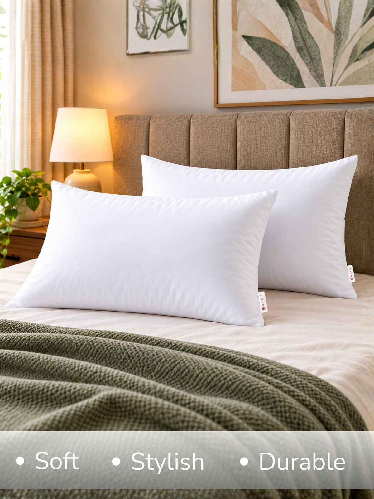 Jasmine Pillows ( Set of 2 ) Poly Shell with Fiber Filling -White Regular