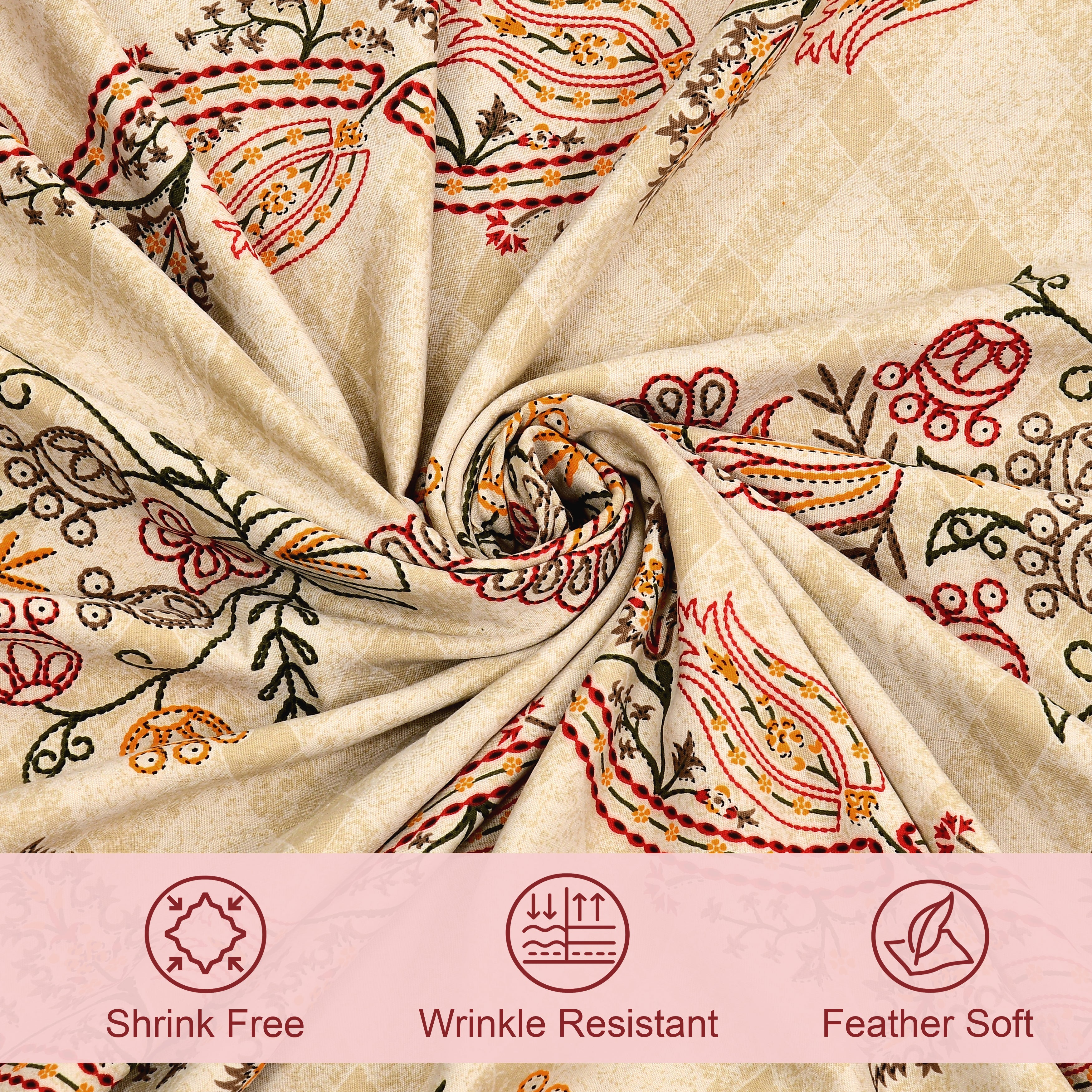 Jaipur Bagh Double Dohar Dull Cotton Kashida Style Brown