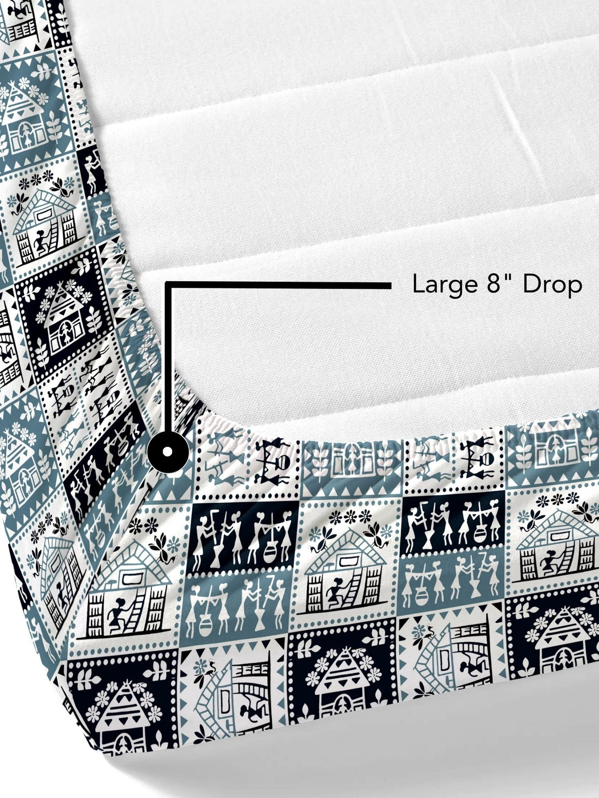 Lok Story Fitted Sheet with 2 Pillow Covers 130 GSM Micropeach Tribal Life