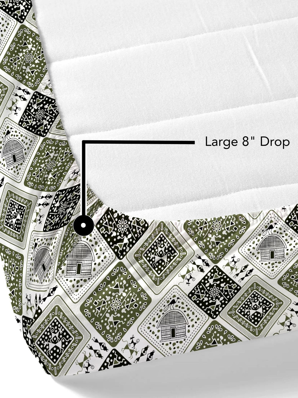 Lok Story Fitted Sheet with 2 Pillow Covers 130 GSM Micropeach Tribal Life