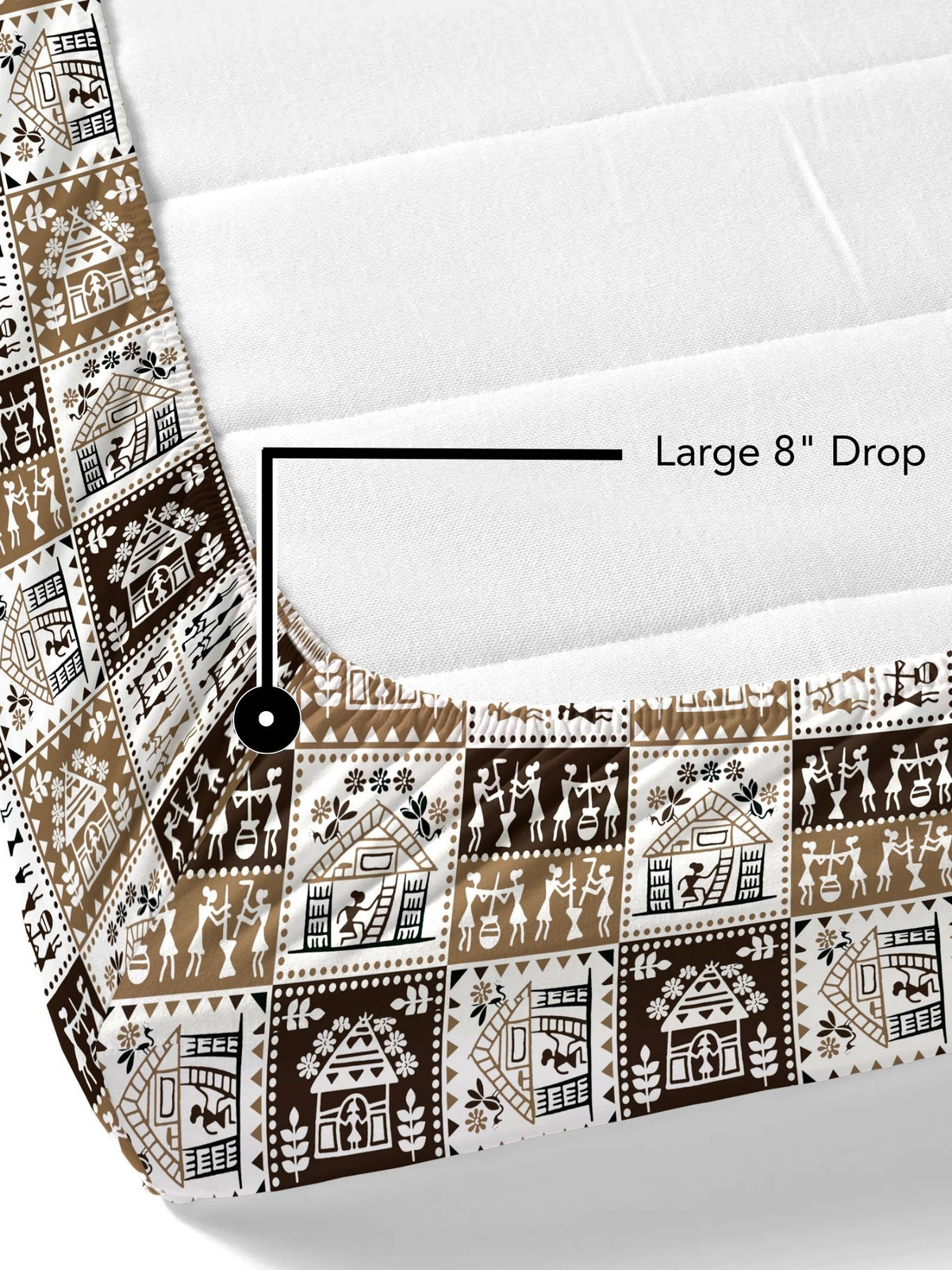 Lok Story Fitted Sheet with 2 Pillow Covers 130 GSM Micropeach Tribal Life