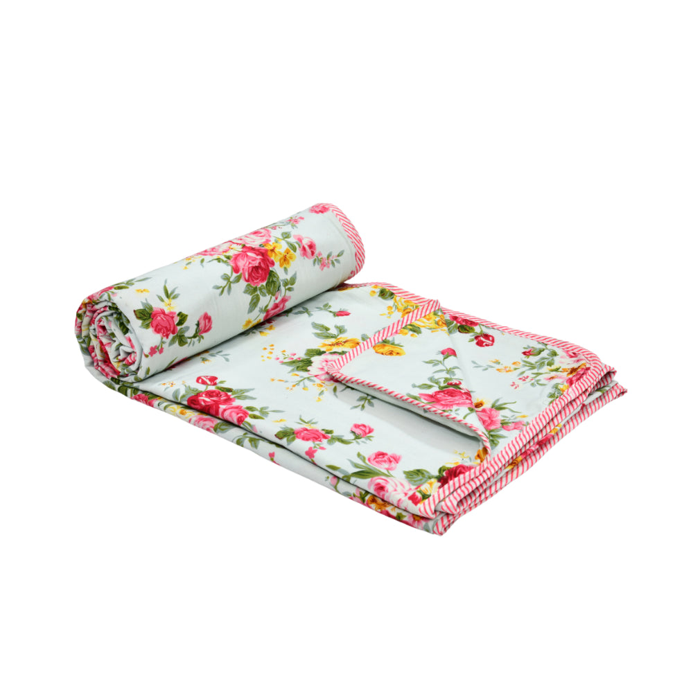 Rose Double Dohar Dull Cotton Floral Garden Green