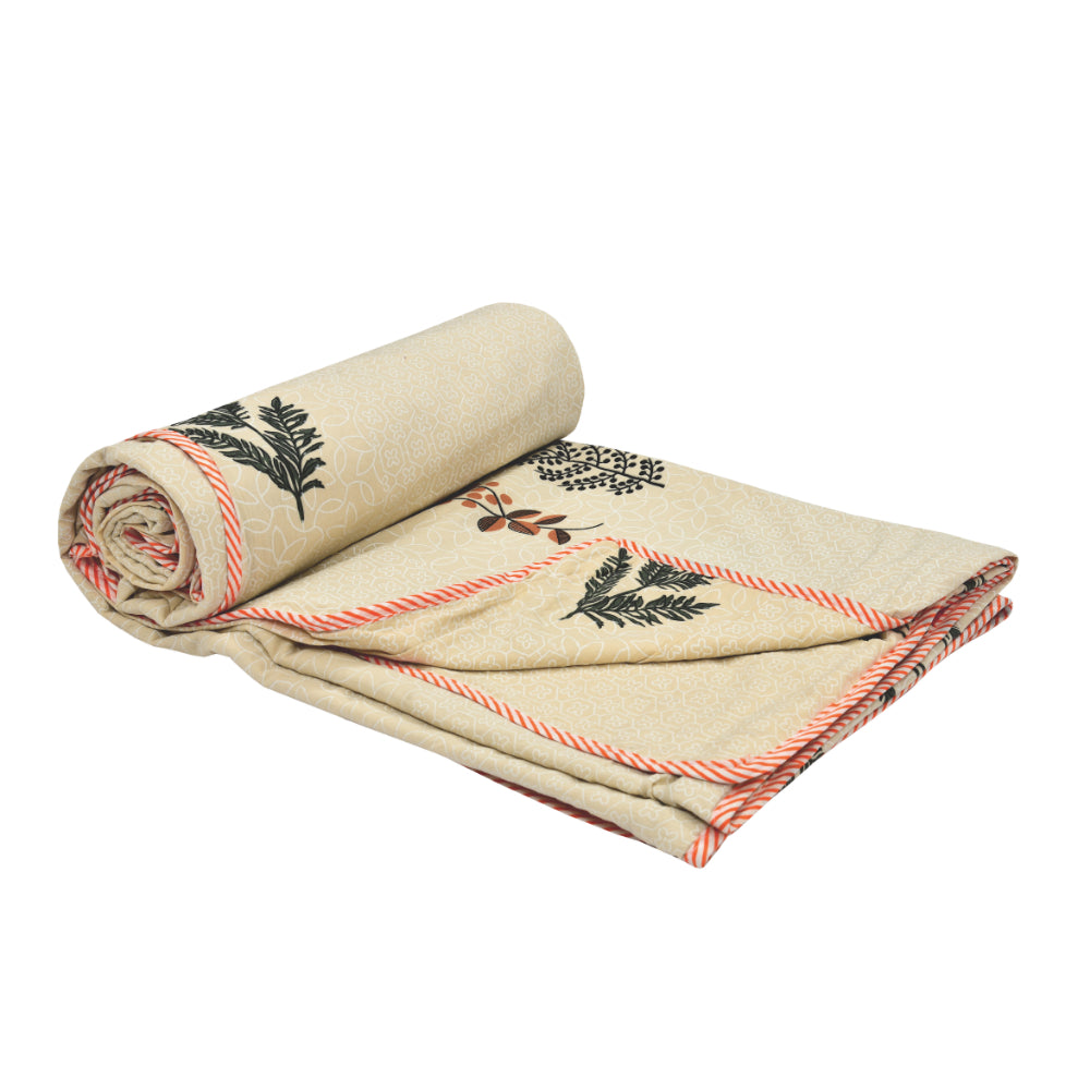 Jaipur Bagh Double Dohar Dull Cotton Ethnic Block Yellow Khari Print