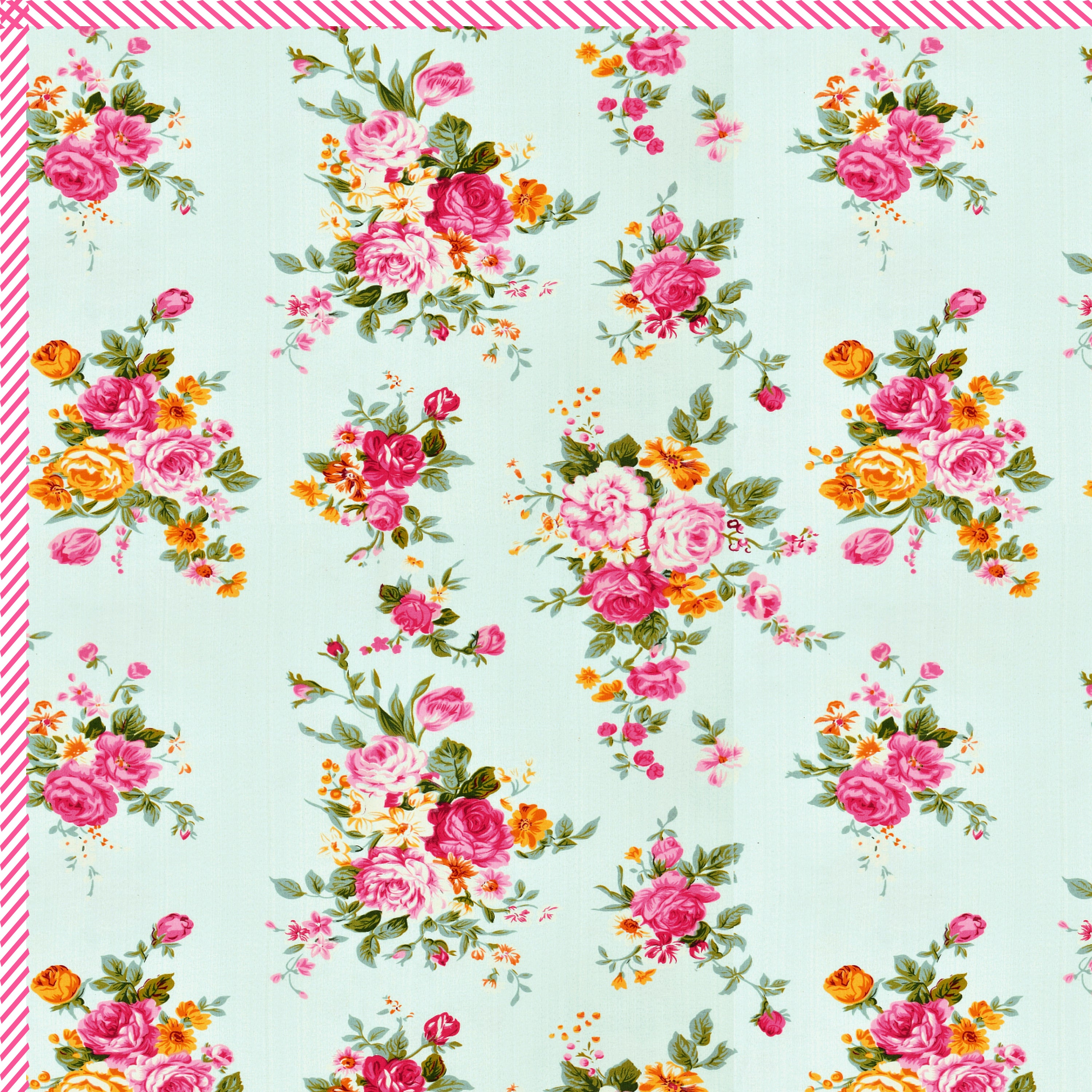 Rose Single Dohar Dull Cotton Floral Garden Green