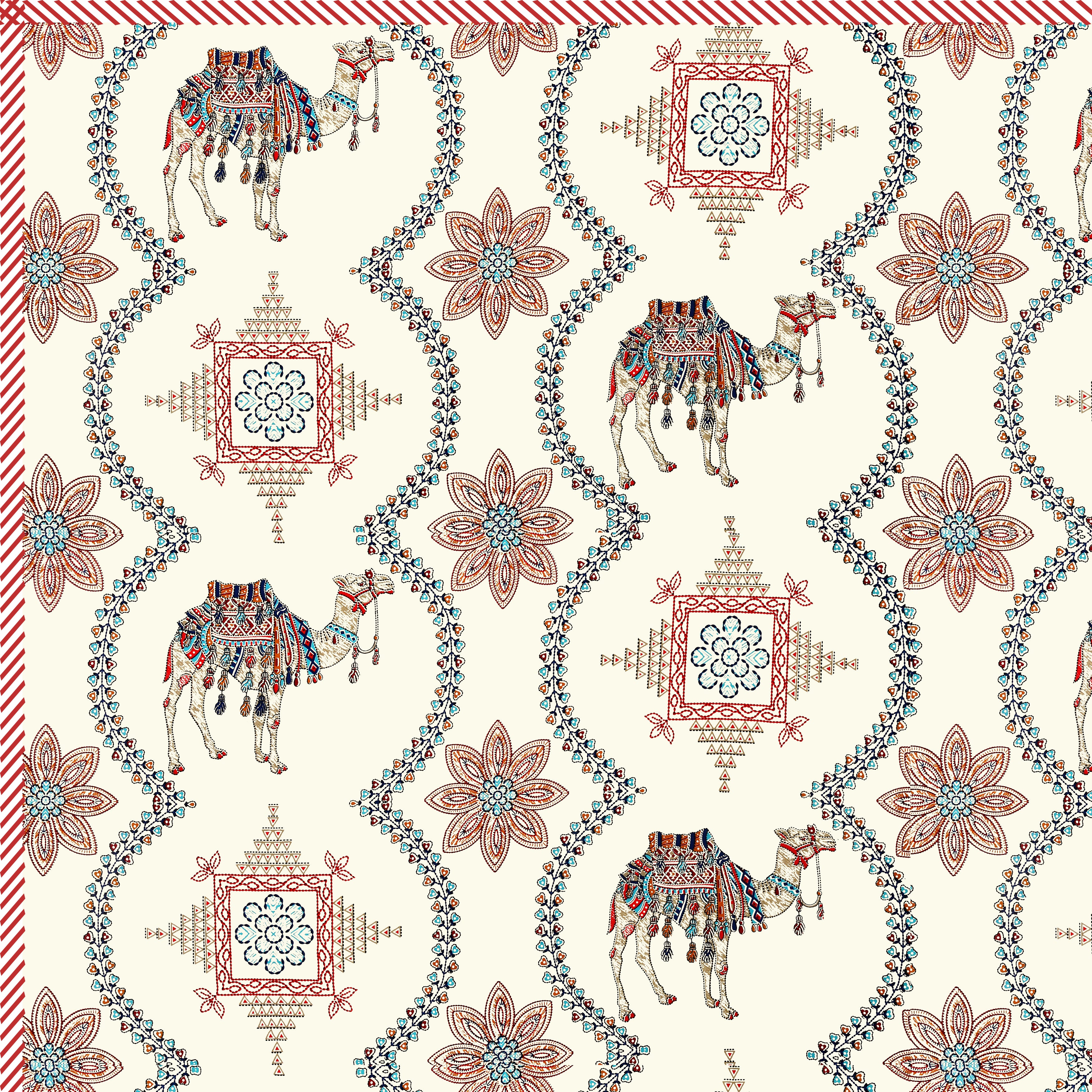 Jaipur Bagh Double Dohar Dull Cotton Kashida Print Blue